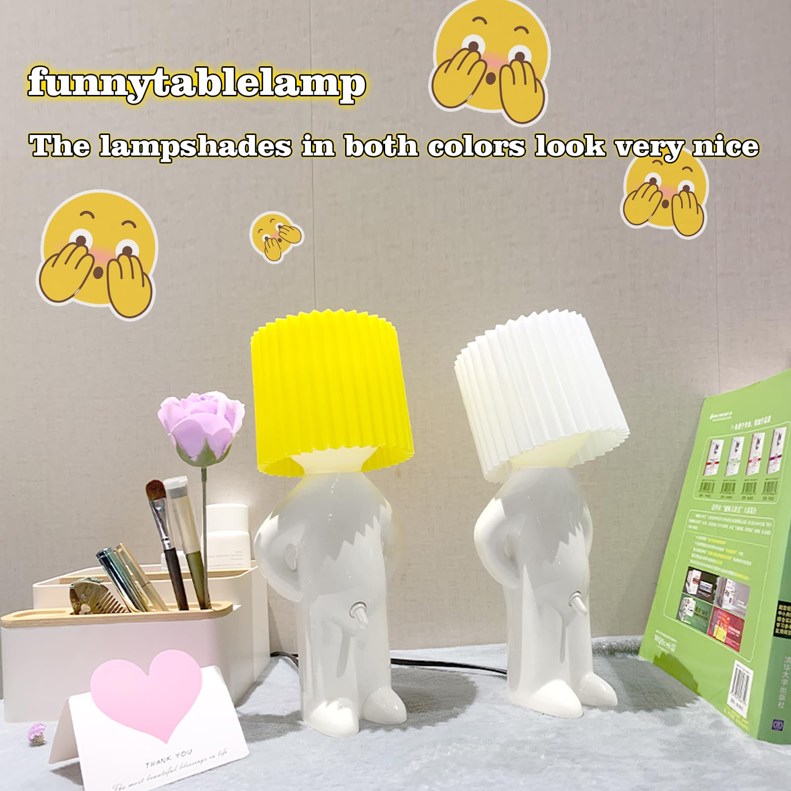 Nmignh A Little Shy Man Lamp,White Elephant For Adults, Creative Small Night Light Led Plug-In Table Lamp, Home Decoration Novelty For Bedroom, Christmas And Valentines(White)