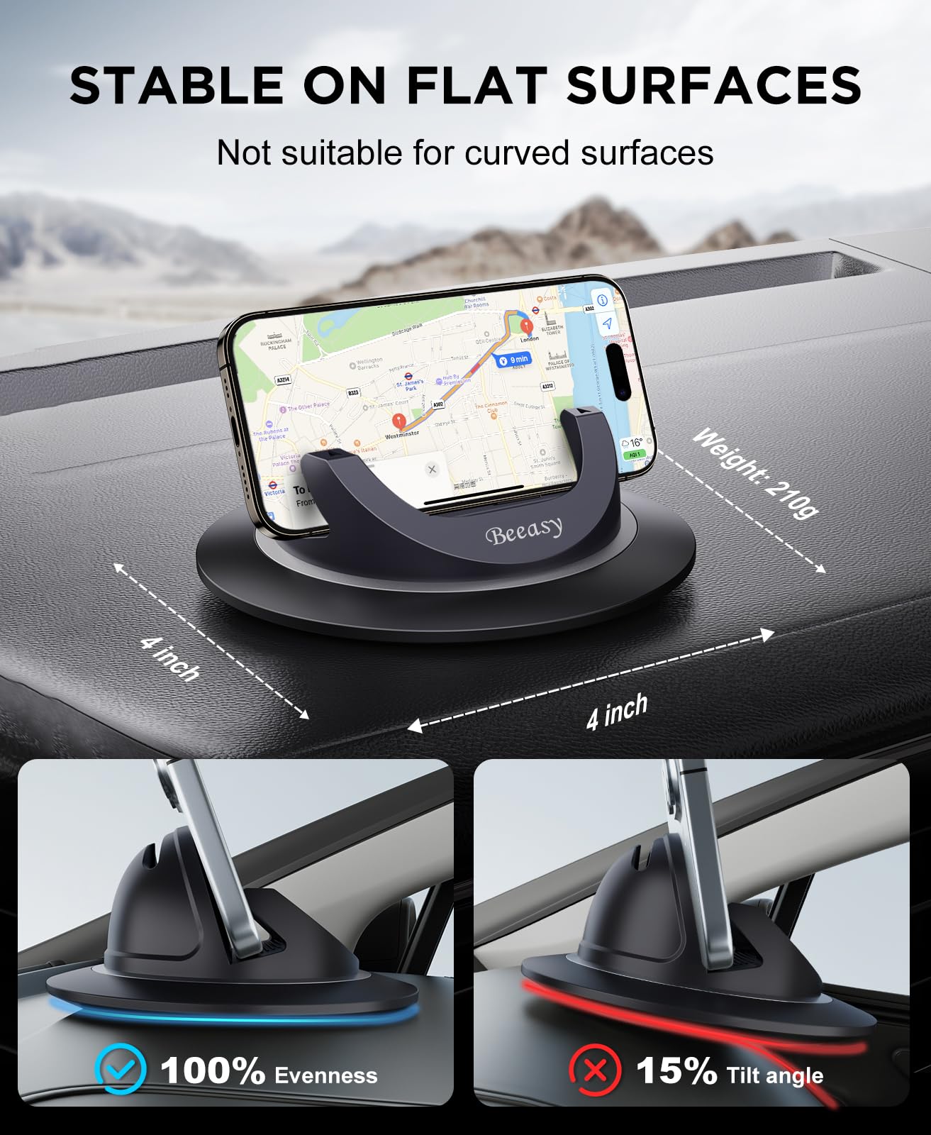 Beeasy Dashboard Cell Phone Holder For Your Car, Car Phone Holder With 360°Rotatable Silicone Non-Slip, Universal Car Phone Mount For Iphone 16/15/14,Samsung S24,Google Pixel 9,All Smartphones And Gps