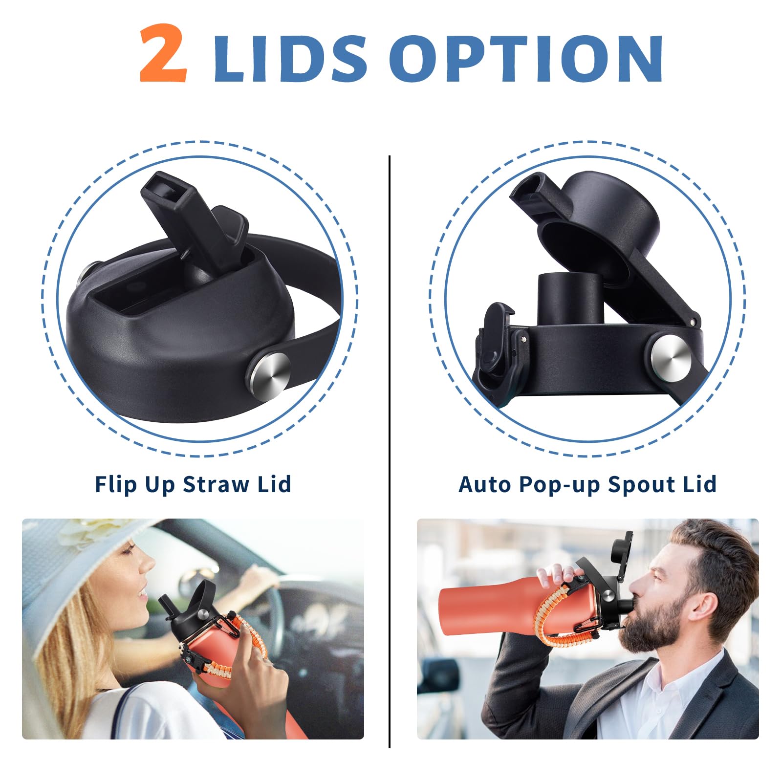 32 Oz Stainless Steel Water Bottle - Keep Cold-48 Hrs, Hot-24 Hrs, Leak Proof Vacuum