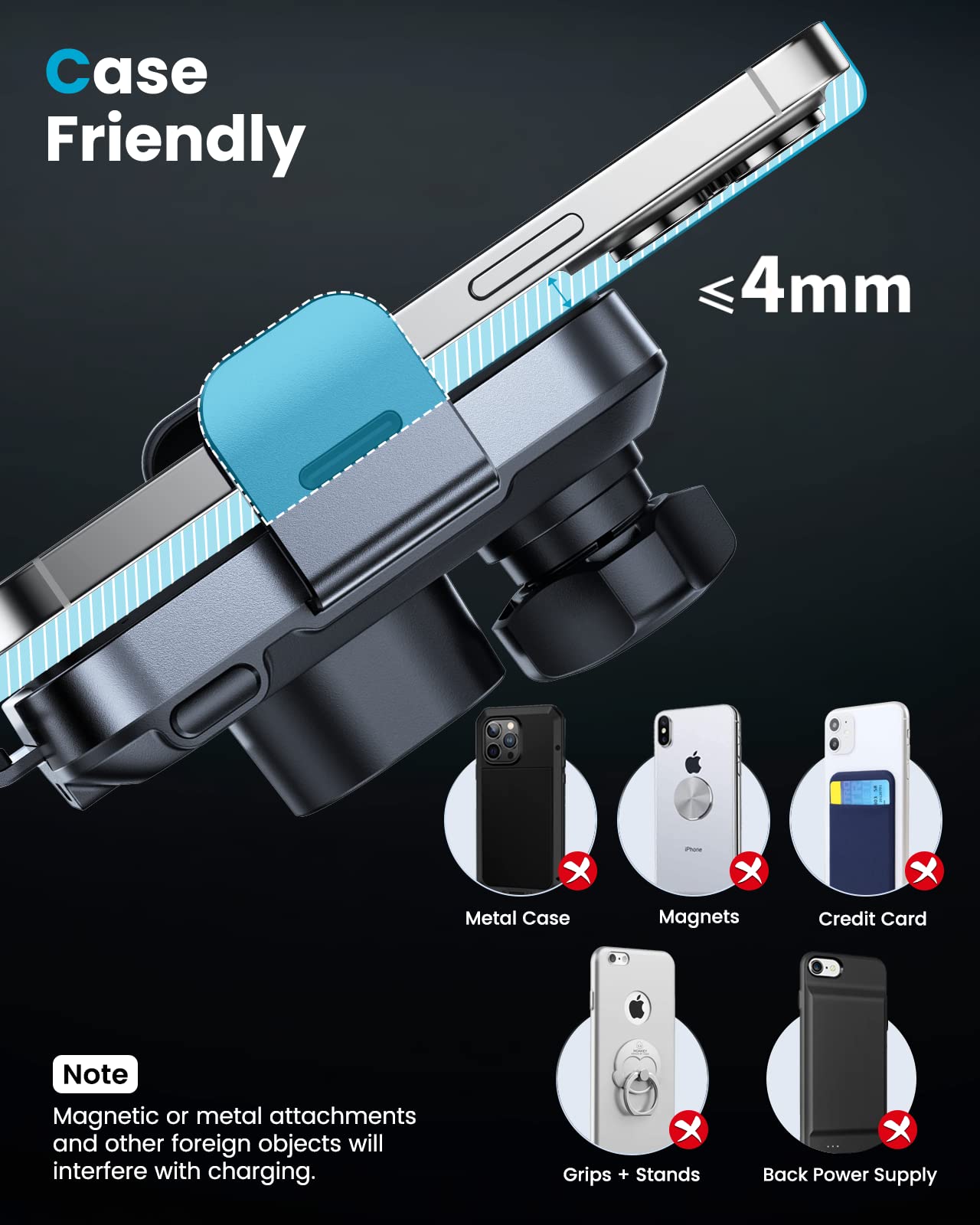 Apps2Car Dual Coil Wireless Car Charger Auto Clamping 15W Cup Holder Phone Wireless Charger Mount Fast Charge Tri-Pivots Height Adjustable Phone Holder Car Truck For Iphone 16 15 14 13 Samsung Lg Etc.