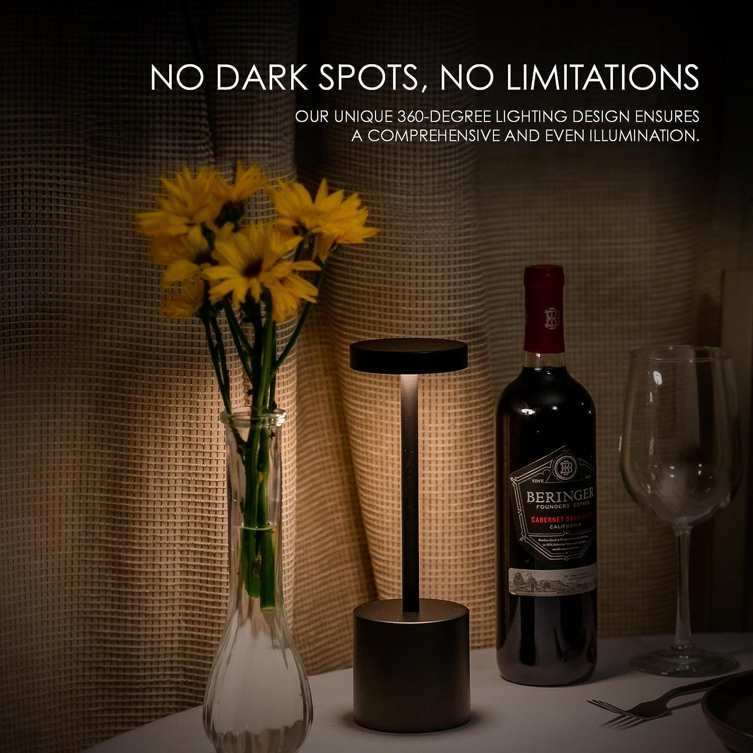 Dysmio Golden Wireless Led Table Lamps With Touch Dimming - Stylish Pack Of 2 For Home And Restaurant