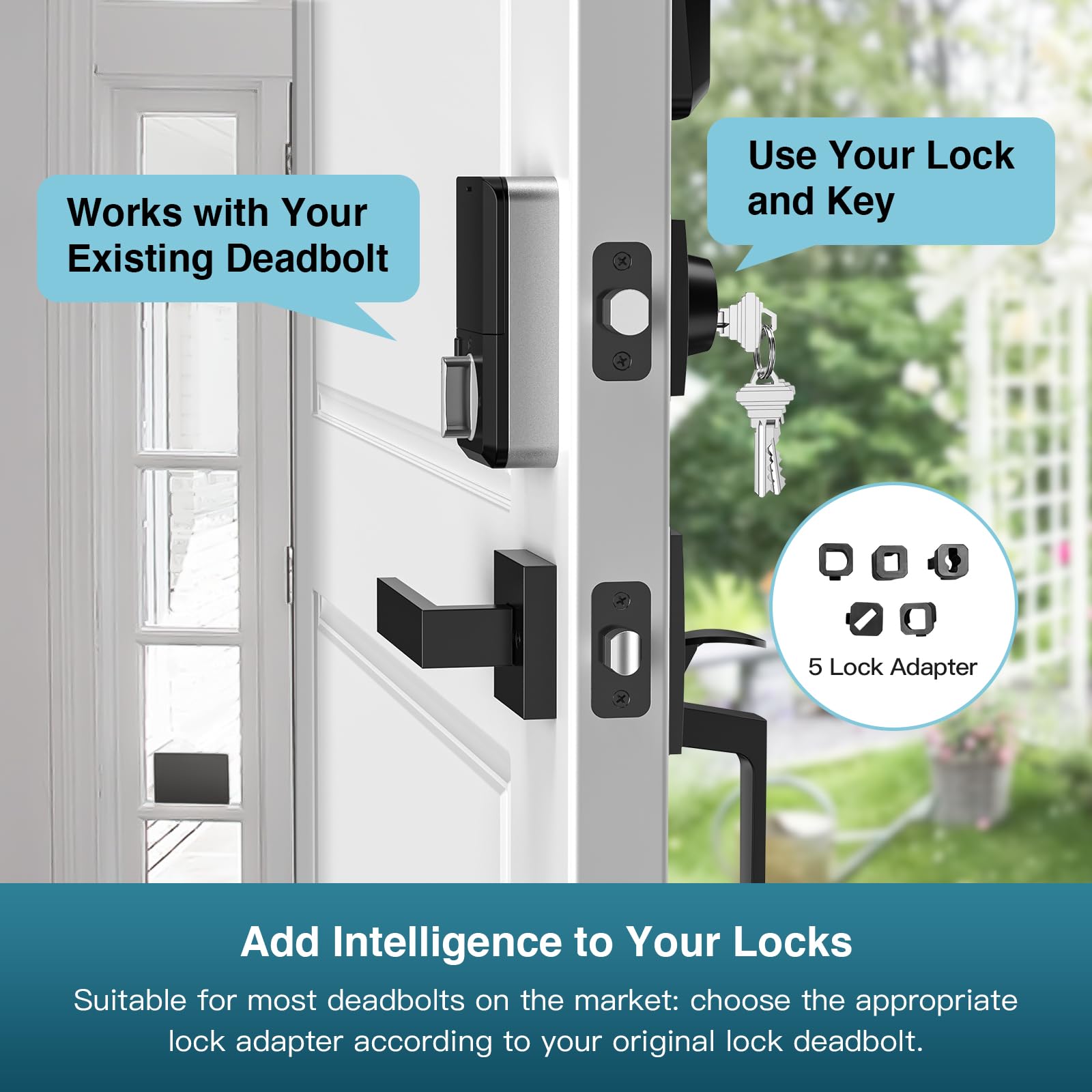 Calzibeno Keyless Entry Door Lock With Doorbell, Fingerprint Smart Locks For Front Door, Electronic Keypad Deadbolt With Built-In Wi-Fi App Control, Auto Lock-Control, 915Mhz Connection, Matte Black