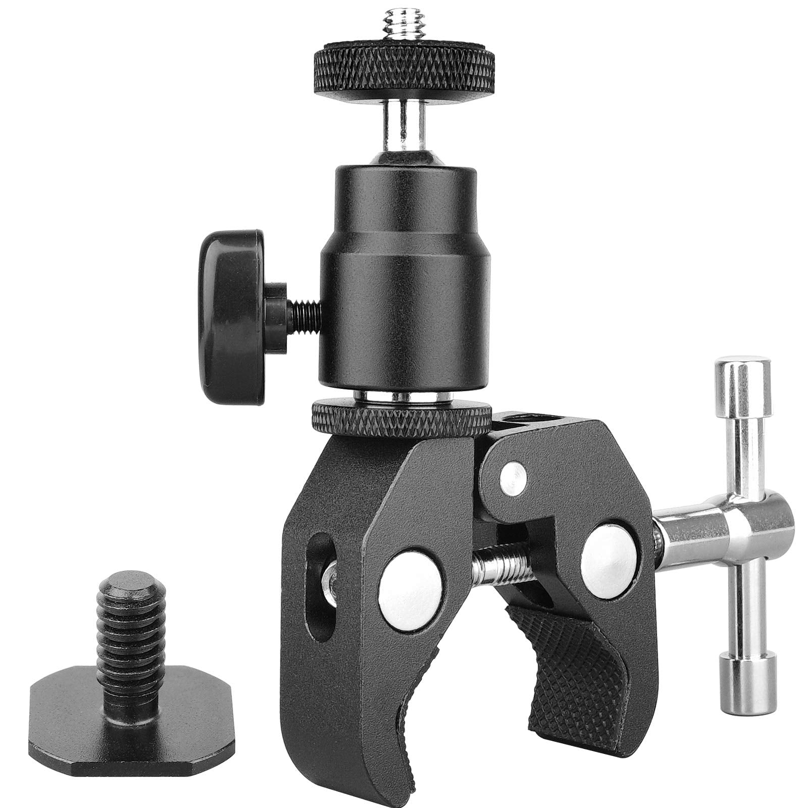 Anwenk Ball Head Shoe Mount Camera Ball Mount Clamp W/ 1/4"-20 Tripod Head Hot Shoe Adapter And Cool Super Clamp