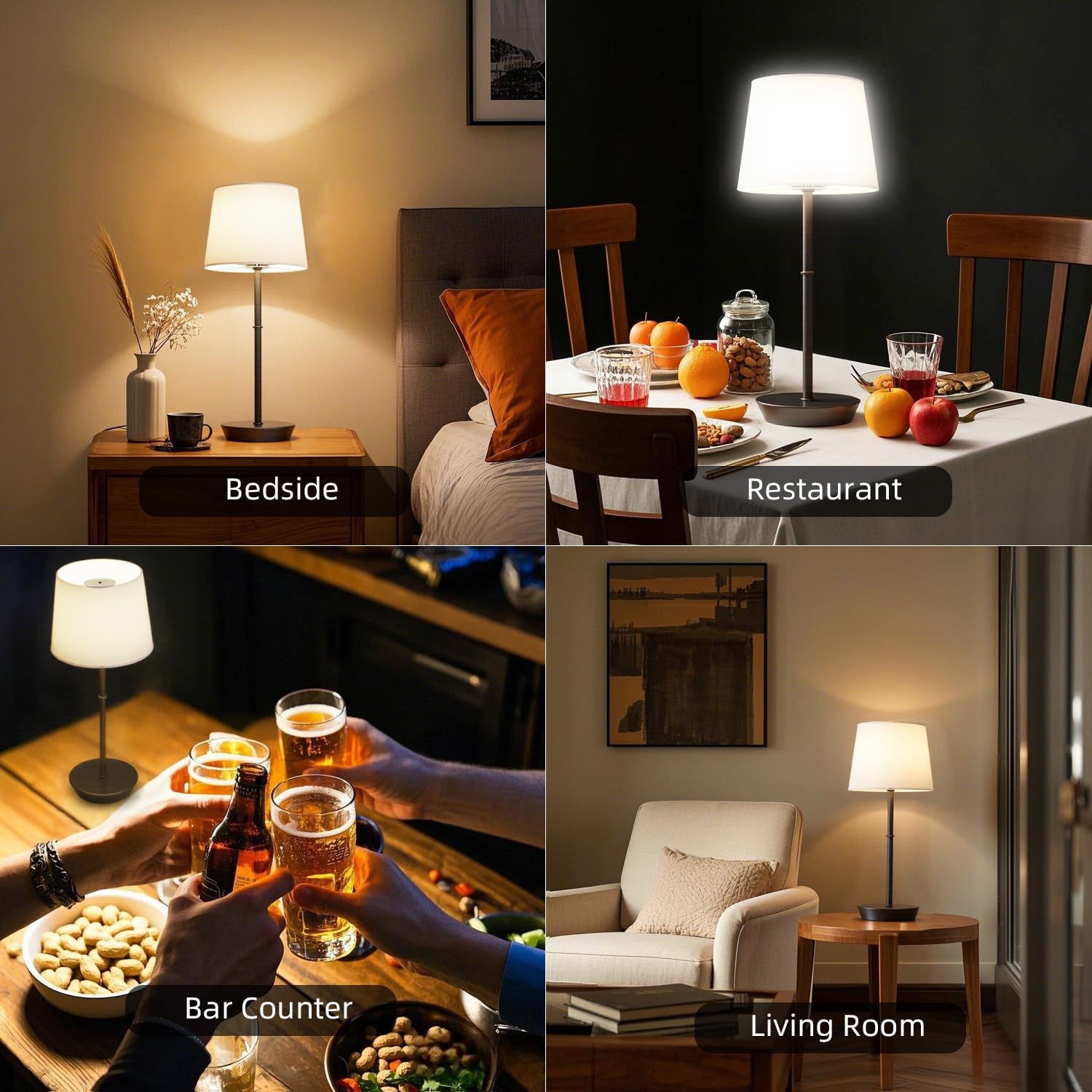 Yinglap Rechargeable Table Lamp, 5000Mah Battery Powered Cordless Desk Lamp With Dimmable Magnetic Rgb Bulbs & Remote, Wireless Mini Touch Lamp For Living Room, Restaurant, Kitchen Counter, Bedside