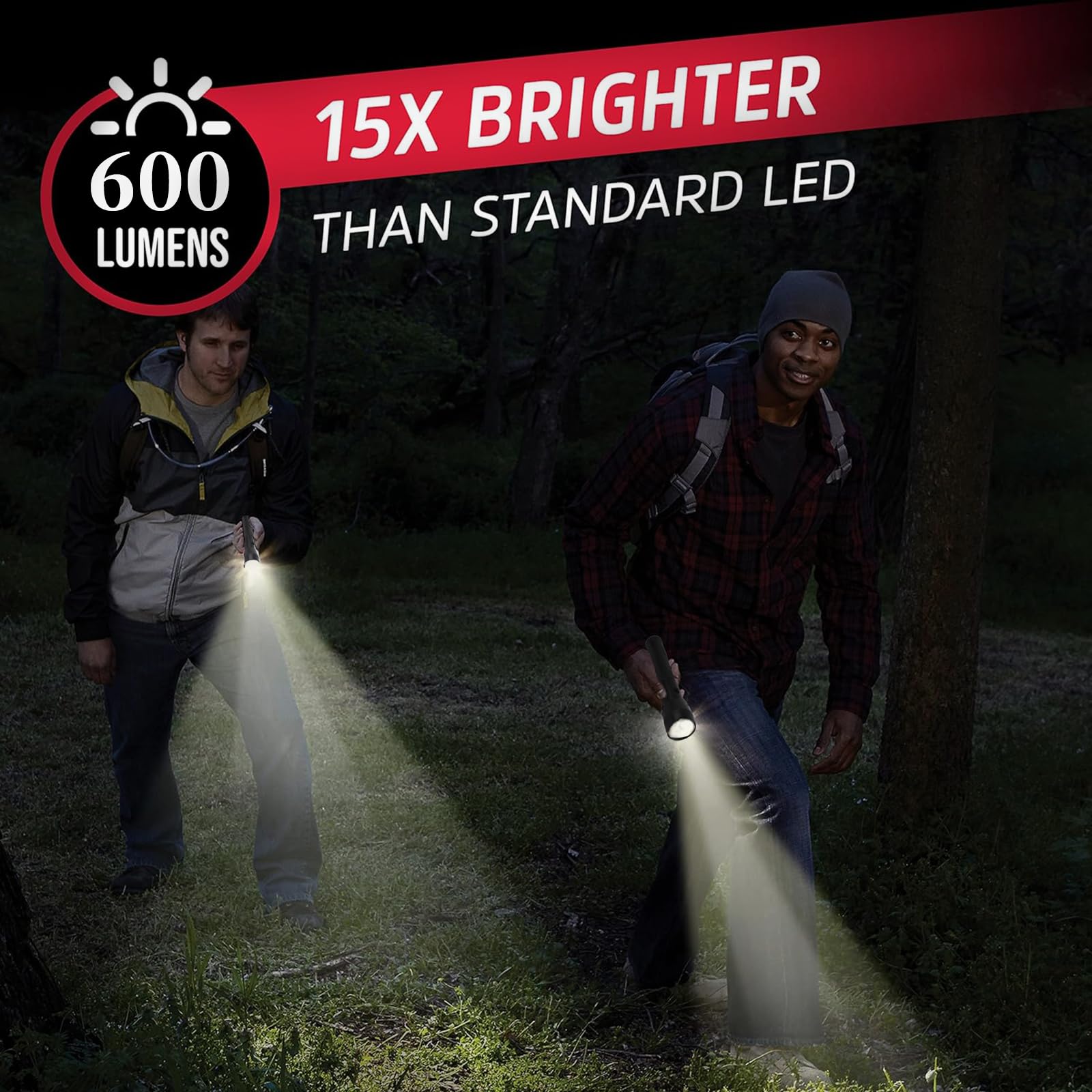 Hilngav Heavy Duty 2-Cell D Battery Led Big Flashlights, High Lumens, Single Mode, Aluminum, Rugged Metal Flashlight For Outdoors And Emergency Power Outages (3 Pack)