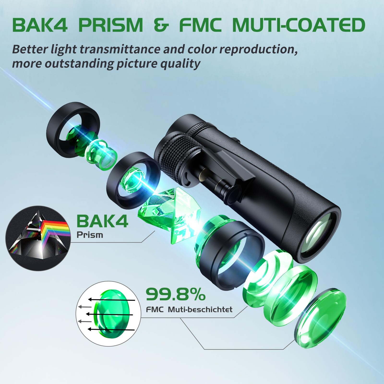 Thclus Binoculars For Adults, 10X42 Hd High Powered Large Eyepiece Fmc Lens Bak4 Prism Wide-Field Ipx7 Waterproof Anti-Skid Anti Fog Easy Focus Binoculars For Bird Watching Travel Cruise