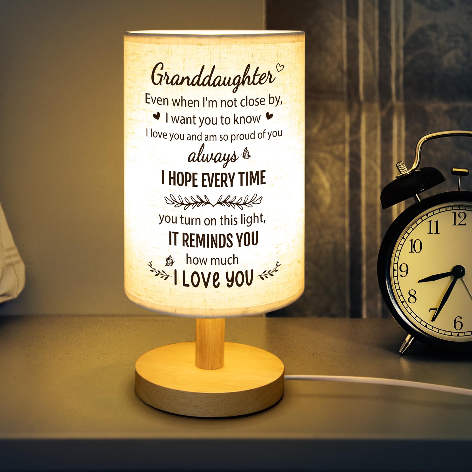 Souhoney Granddaughter From Grandma, Best Birthday For Granddaughter Bedside Table Lamp Light - Christmas For Bedroom Living Room Graduation For Granddaughter