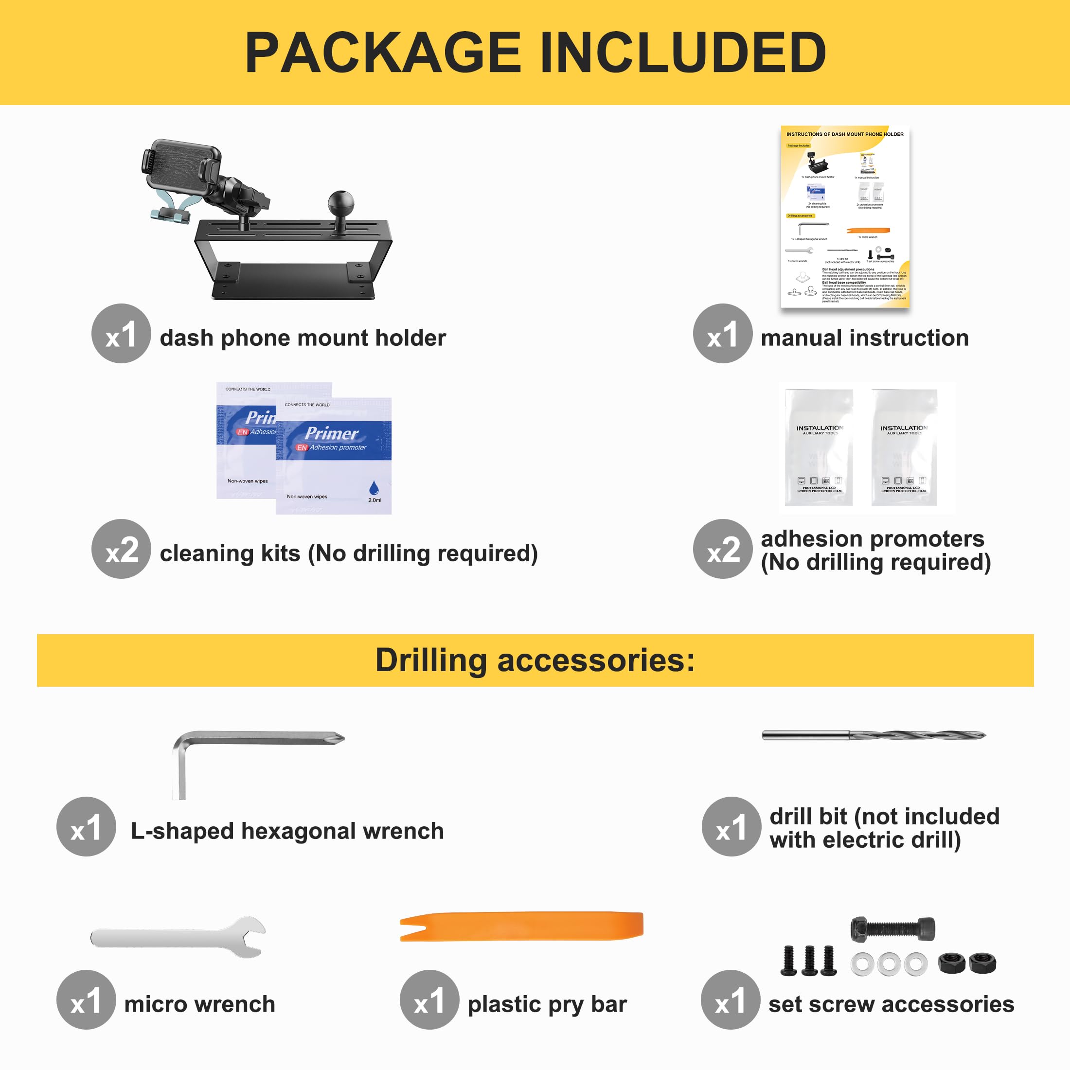 Surfcabin Dash Mount Phone Holder Compatible With 2015-2020 F150 2017- F250 F350 Metal Cellphone Mounting Bracket Stand For Most Cellphones