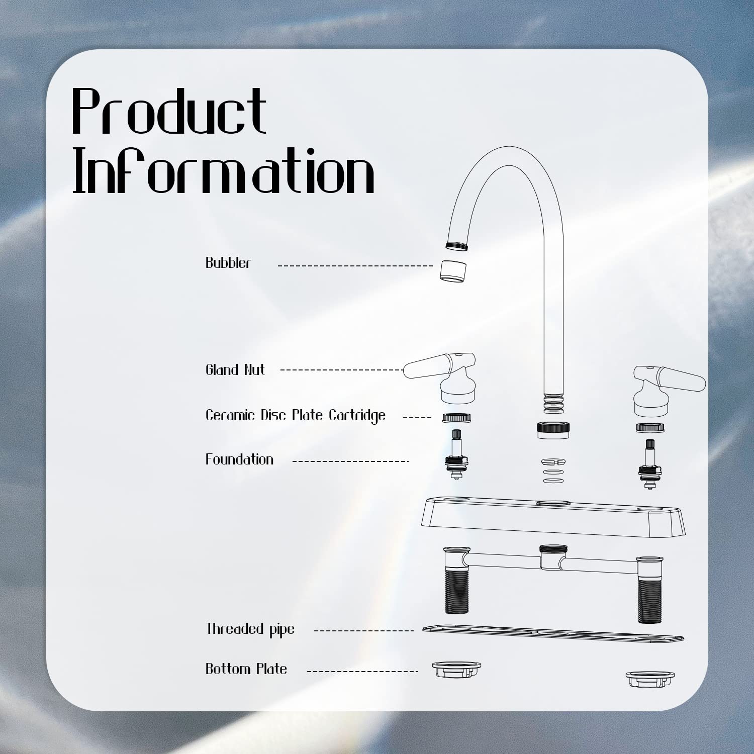 Comvida 2 Handle Kitchen Faucet, High Arc Swivel Spout Stainless Steel Kitchen Sink Faucet, Modern Commercial 3 Hole Kitchen Faucet Solid Brass, Chrome,Us-Cv-80091