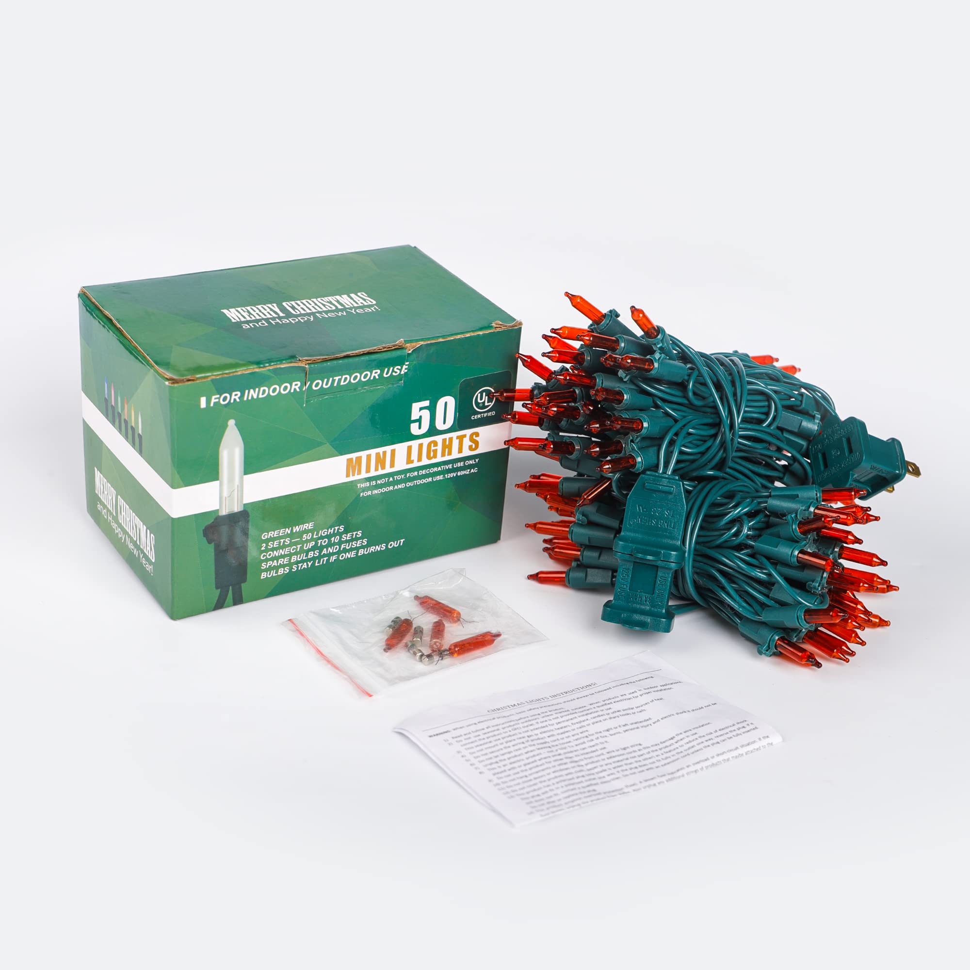 Hopolon Mygoto Orange Thanksgiving Mini Lights, 2Pack 13Feet 50Count Autumn Fall String Lights,Connectable 120V Plug In For Outdoor Indoor Garden Party Halloween Christmas Xmas Tree Lights Yellow Decor