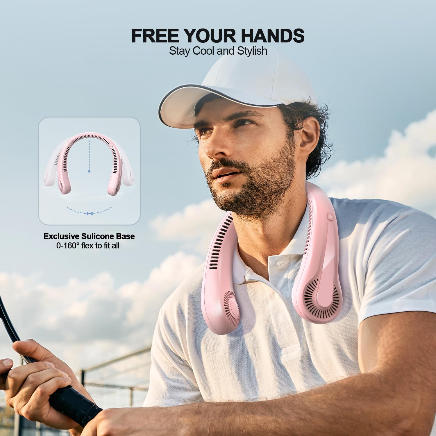 Portable Neck Fan, Personal Fans Cooling Neck Fan,Hands Free Fan 4000Mah Rechargeable With 3 Speeds