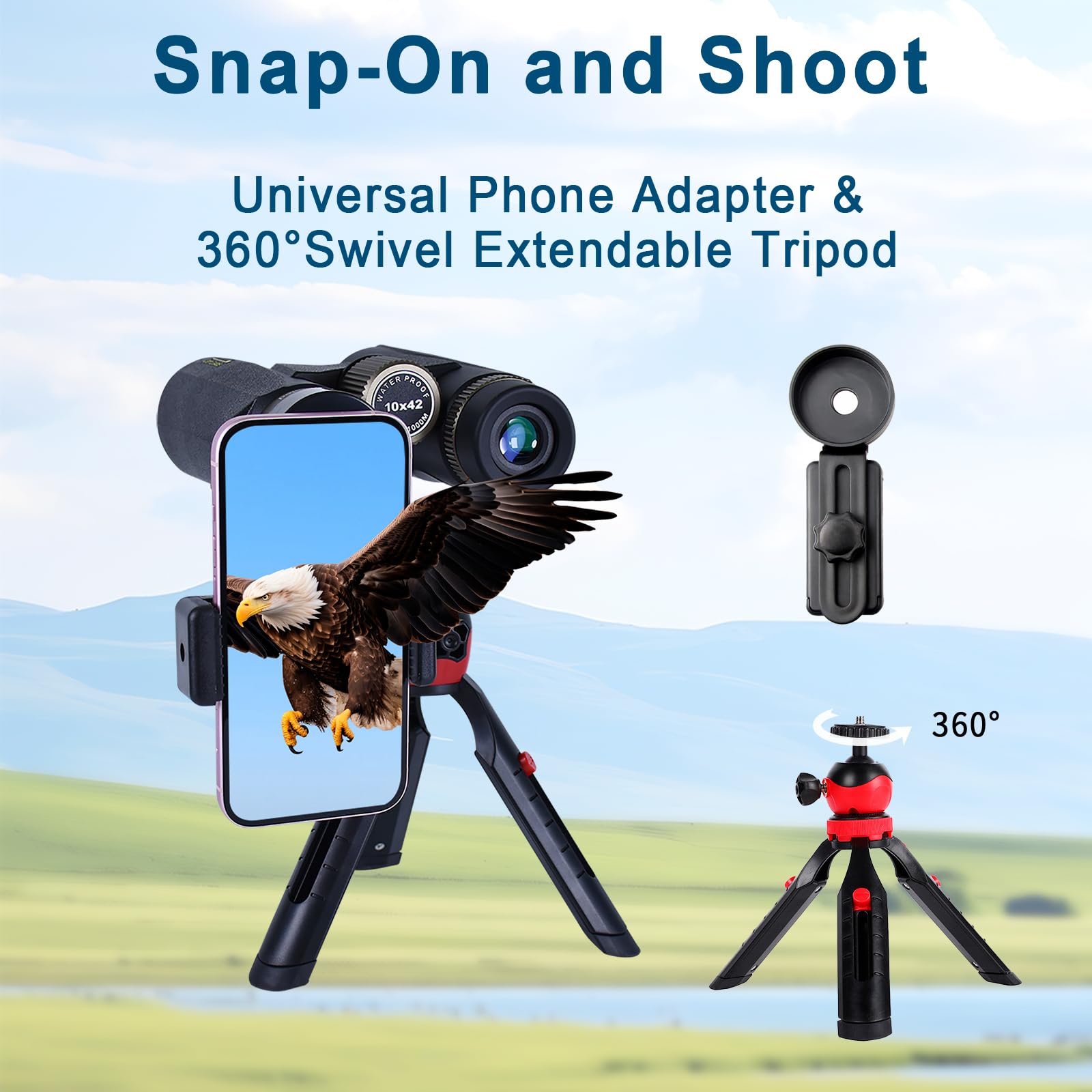 Cert Leidis 10X42 Hd Binoculars For Adults High Powered With Phone Adapter And Tripod, Super Bright Bak4 Prism Waterproof Compact Binoculars For Bird Watching Hunting Stargazing Hiking Cruise Travel
