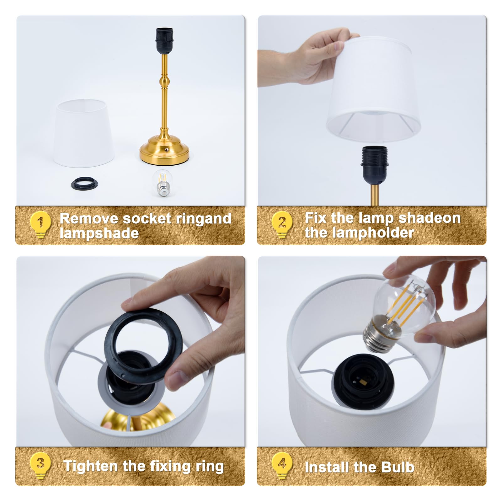 Volisun Cordless Table Lamp, 2 Pack 5200Mah Battery Operated Lamp, Touch Dimmable Wireless Lamp Bedside Light For Bedroom, Living Room, Dining Room (Gold)