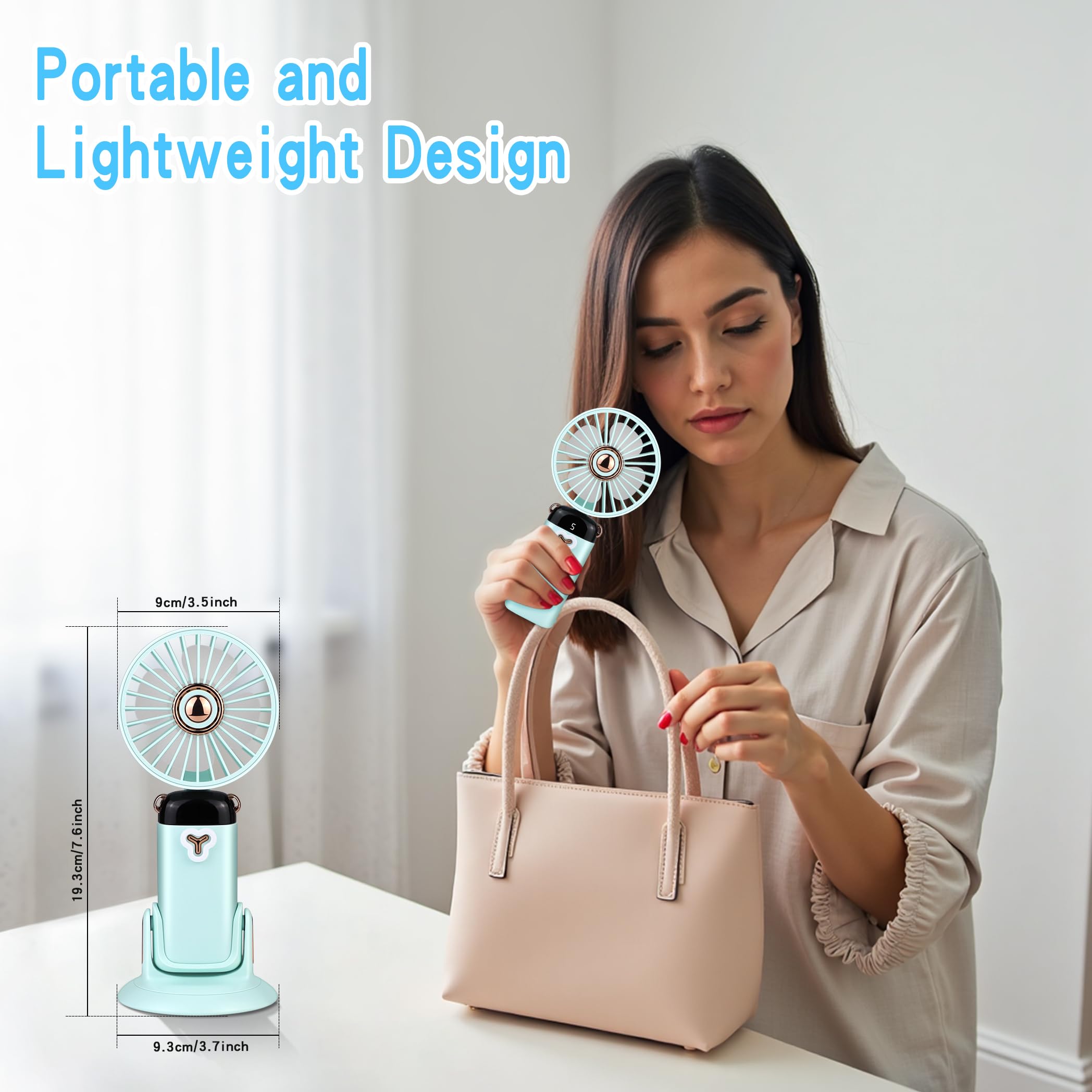 Versatile 4-In-1 Portable Handheld Fan, Battery Operated Fan With Base, 90°Ajustable, Rechargeable