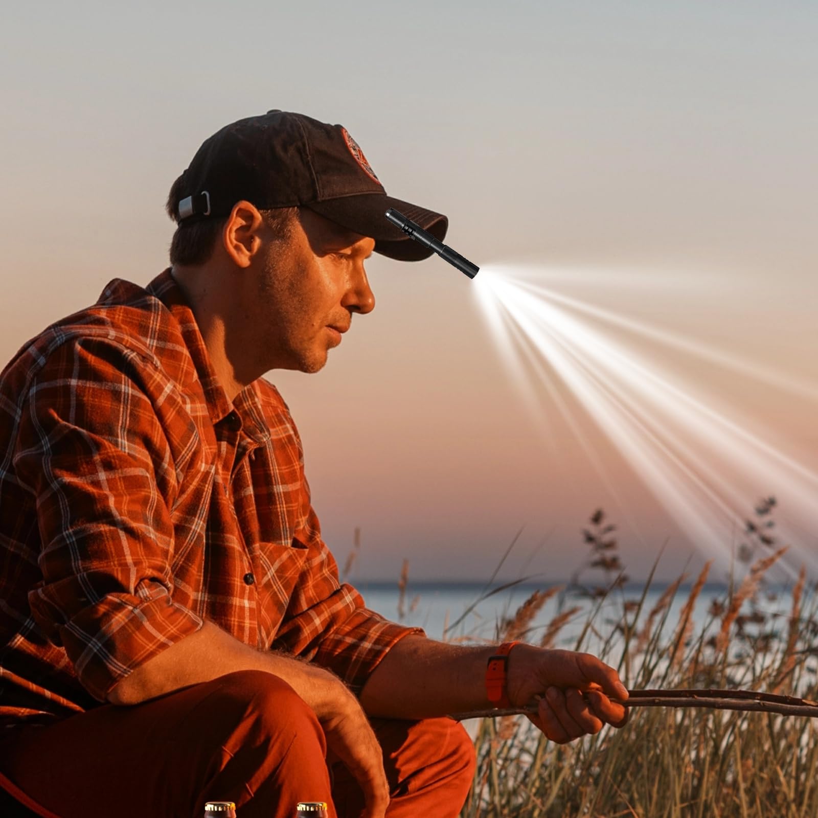 Llmsix 12-Piece Stainless Steel Flashlight Set - Portable, Black, Keychain Lights With Clip