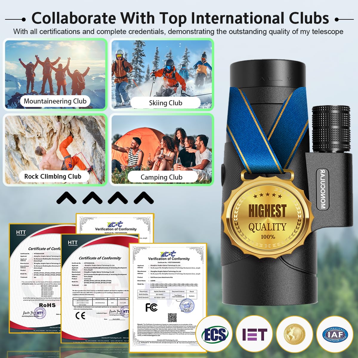 Asacam 80X100 Monocular Telescope High Powered For Smartphone High Definition Monoculars For Adults With Adapter/Tripod For Bird Watching Hiking Hunting Camping Traveling Outdoor Wildlife- Update