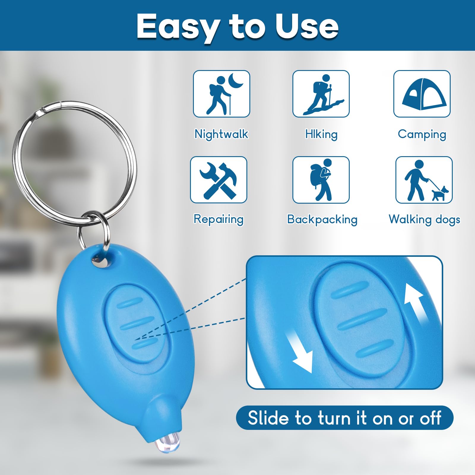 Uaimvie 7 Pcs Led Keychain Flashlight Mini Keychain Light Ultra Bright Tiny Flashlight Small Portable Light Battery Powered With Key Ring For Outdoor Activities And Emergency Lightning, 7 Colors Of Shells