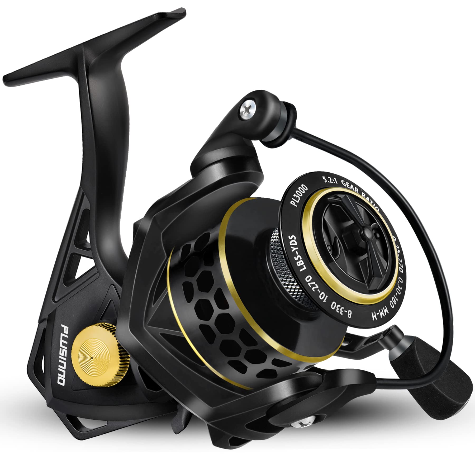 Plusinno Fishing Reel, 9 +1Bb Spinning Reel, Ultra Smooth Powerful, Lightweight Graphite Frame, Cnc Aluminum Spool For Freshwater