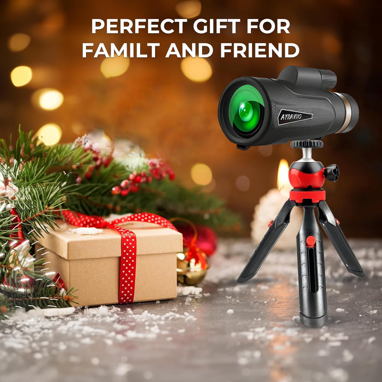 Ayraviio 12X60 Monocular Telescope With Smartphone Holder & Sturdy Tripod, High Powered Smc & Bak4 Scope, Birthday  For Men Dad Him Husband Teen, Outdoors Survival Hiking Gear, White Elephant