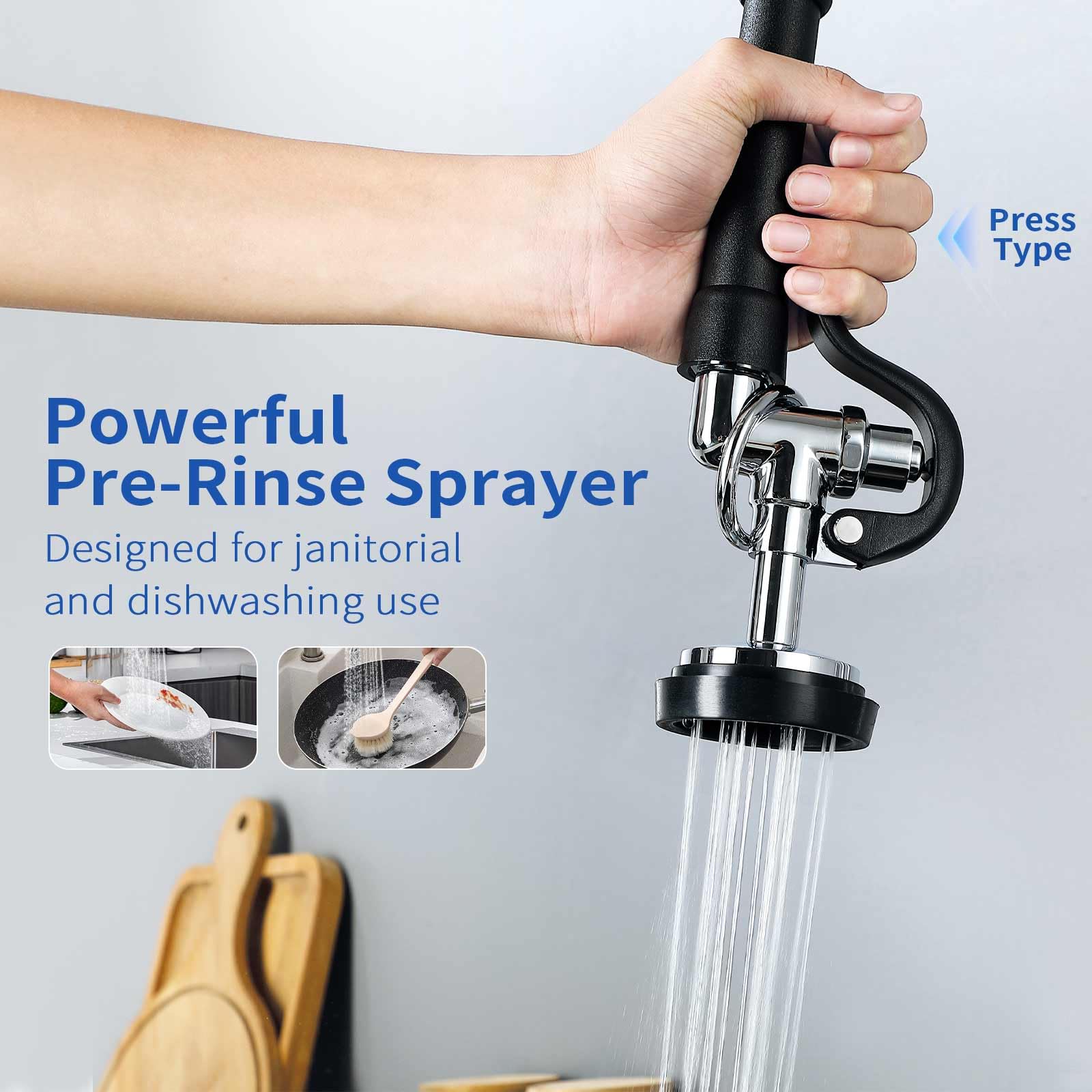 Keipan Commercial Kitchen Wall Mounted Faucet 8 "Center Wall Mounted Kitchen Sink Faucet With 8" Swinging Nozzle 20 "High Stall Sink Faucet For 1 Or 2 Stall Kitchen Sinks With Drop Down Sprayer