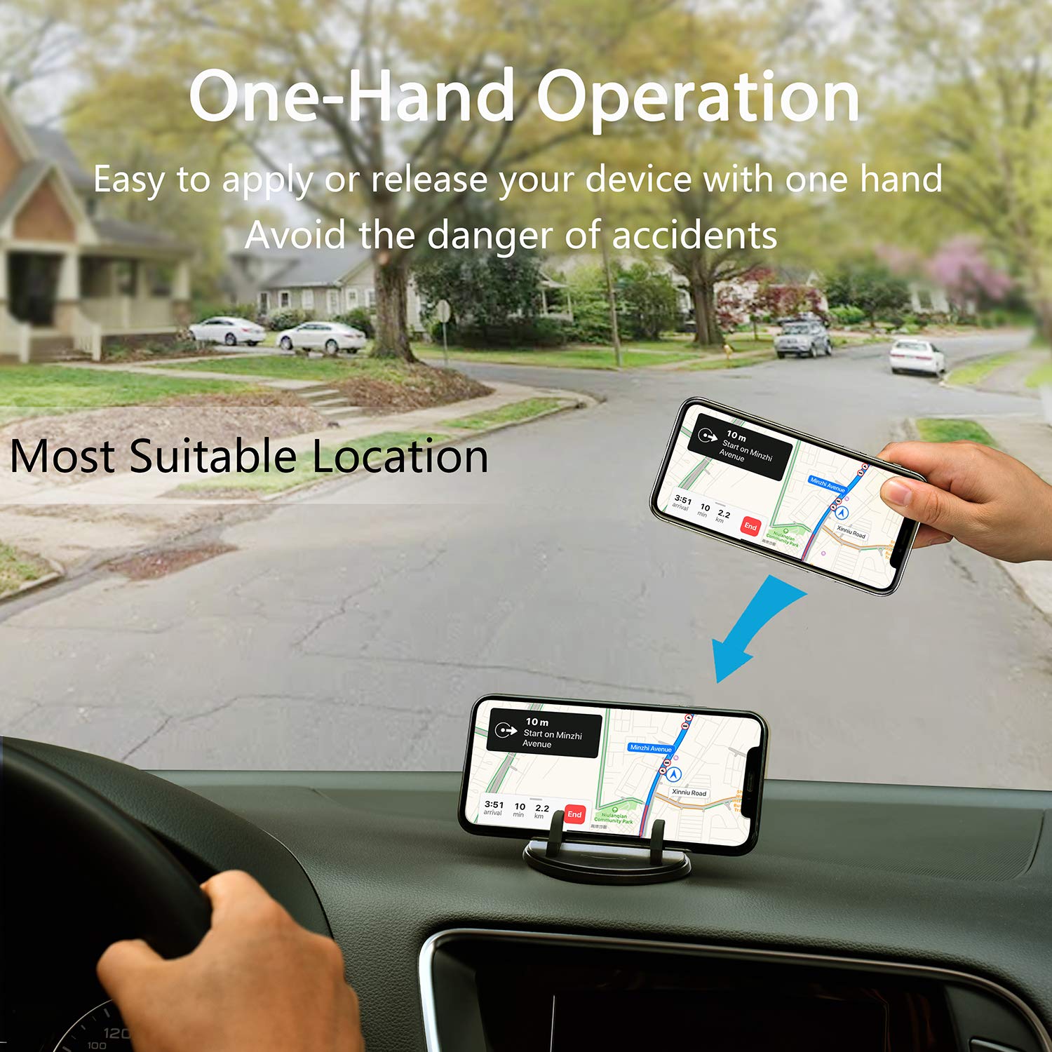 Srunp Dashboard Phone Holder For Car, Car Phone Mount,Vertical Horizontal 360°Rotate Cell Phone Holder,Compatible With Iphone12/11Pro Max/Xs/X/Xr/8/7,Samsung Galaxy Note Pixel Smartphone