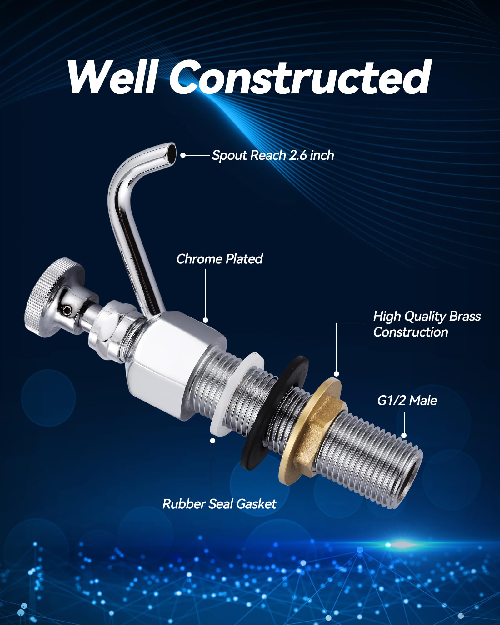 Iviga Dipper Well Faucet, Coffee Shop Bar Counter Sink Faucet, Brass Commercial Food Washing Tool For Washing Coffee Ice Cream Spoon Utensils Accessory Kitchen Equipment, With Quick Connector