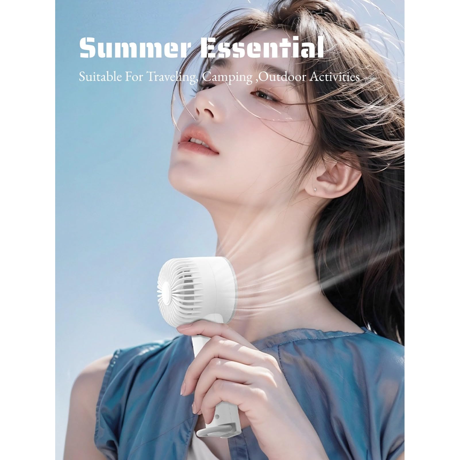 Handheld Fan With Ice Cooling, Usb Rechargeable 3 Speeds Low Noise Small Pocket Cooling Fan