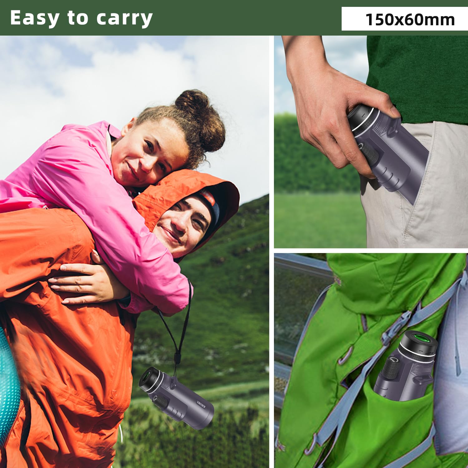 Riroma 40X60 Monocular Telescope With Smartphone Holder & Tripod, Power Prism Compact Monoculars For Adults Kids, Hd Monocular Scope For Bird Watching Hiking Concert Travelling Purple