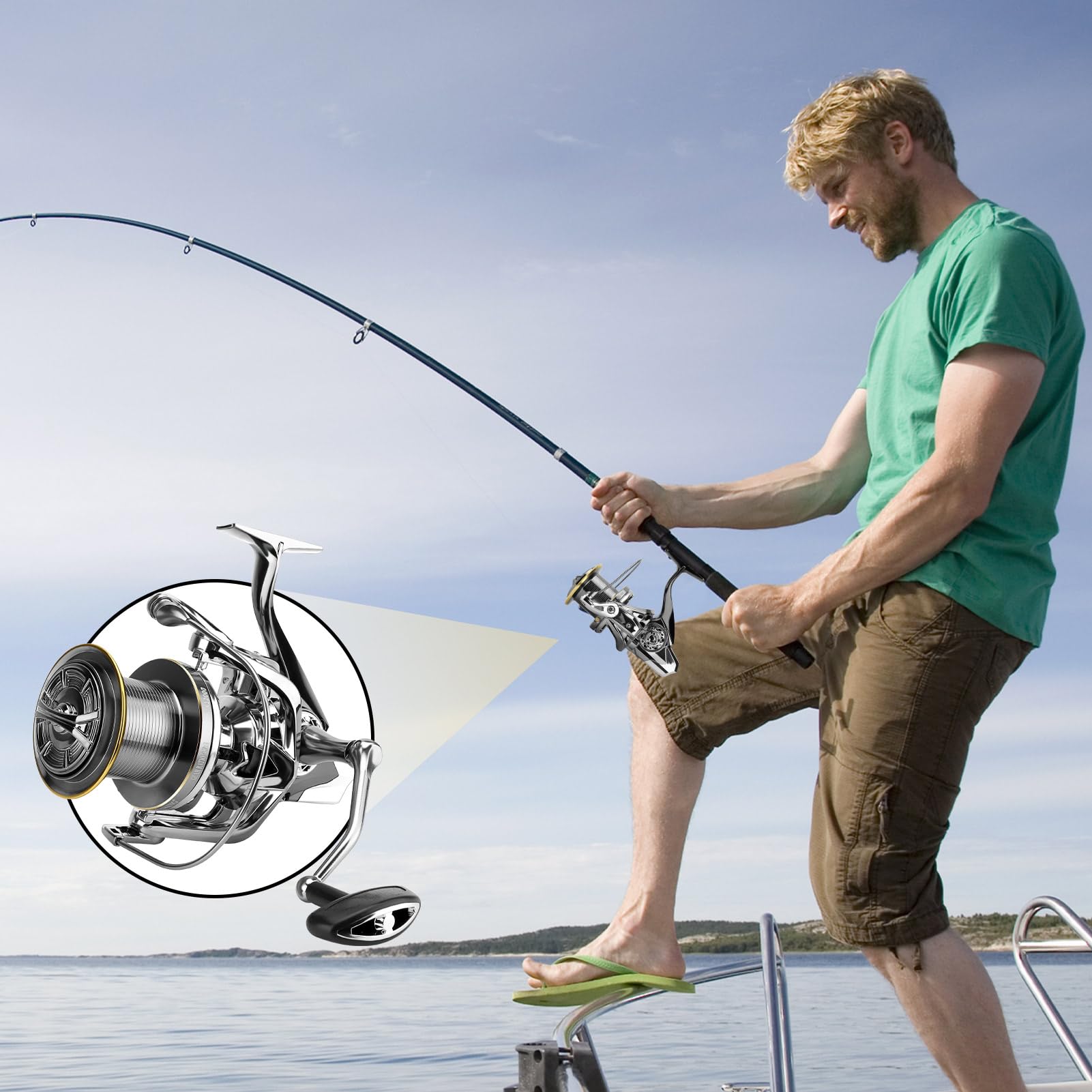 Zembsoya Spinning Reel 9000/10000/12000/14000, Freshwater Spinning Fishing Reel, 66Lbs Max Drag, Cnc Aluminum Spool And Handle, 4.7:1 Gear Ratio, 18+1Bb Graphite Frame Surf Fishing Reels