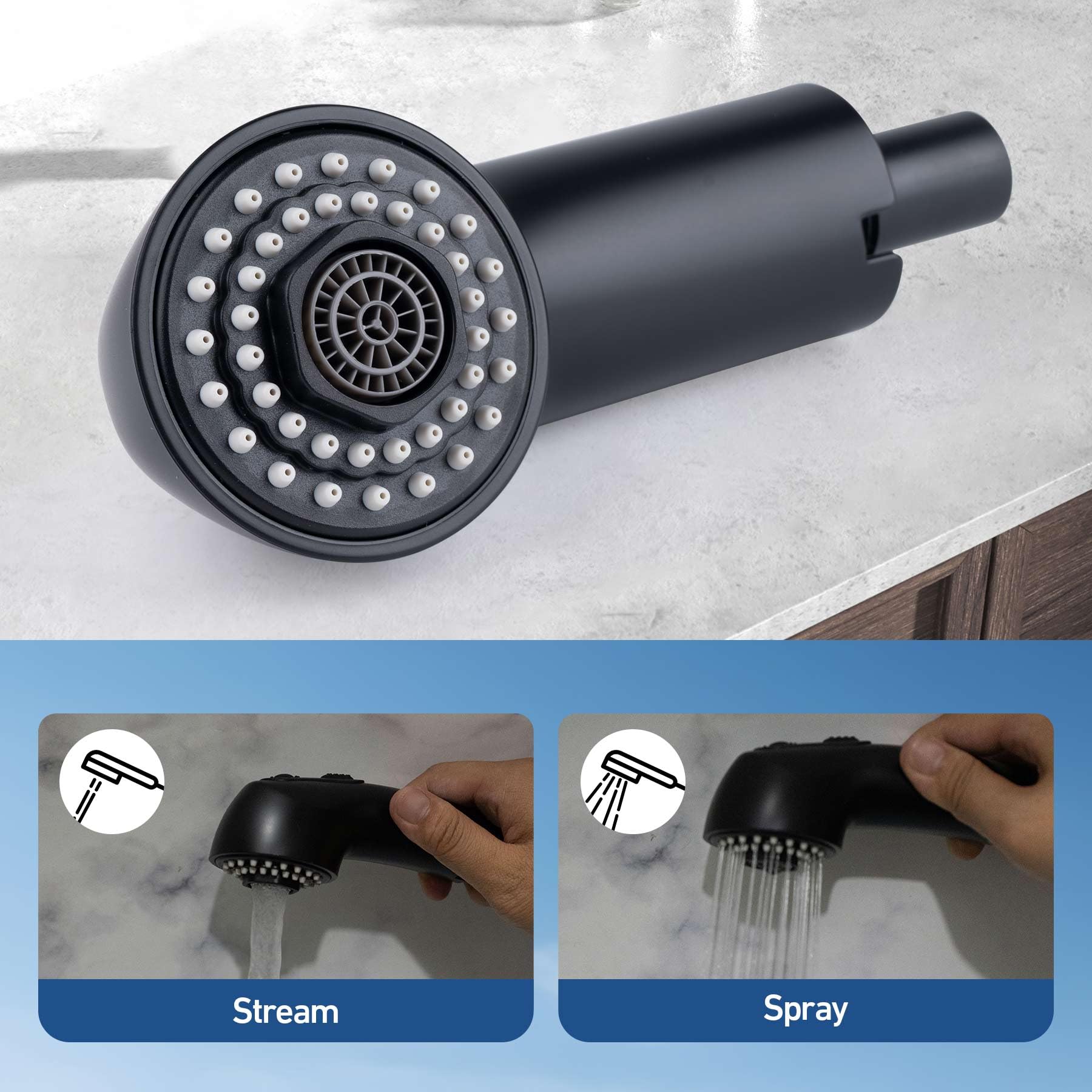 Zephyrjazz Pull-Out Spray Wand Fits Grohe Pull Out Faucets, Grohe Part 46298K00 / 46312Kh0, Matte Black