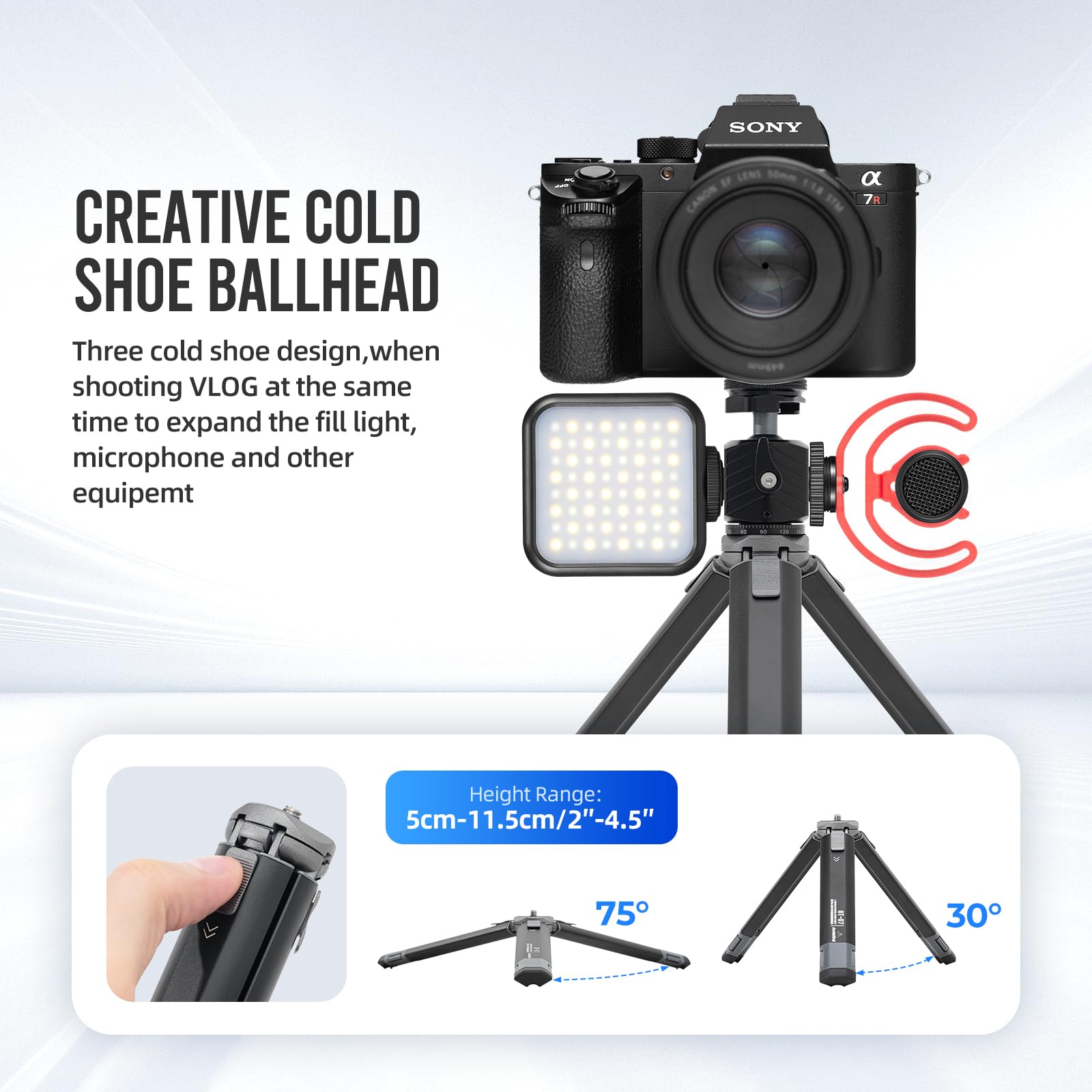 Ambitful Gt-07 Mini Tripod Stand Holder,Travel Tripod,With 360° Ball Head,Cold Shoe Mount,1/4 Inch Screw For Dslr Camera Video/Camcorder/Camera Mobile Phone Action Cam,Max. Load 6.6Lb