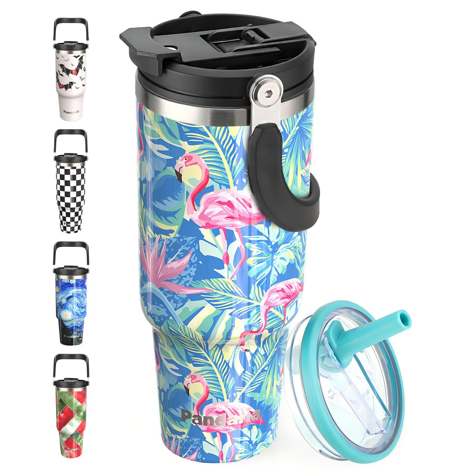 40 Oz Tumbler With Handle And 2-In-1 Lid Flip Straw, 100% Leak Resistant Water Bottle, Double Wall
