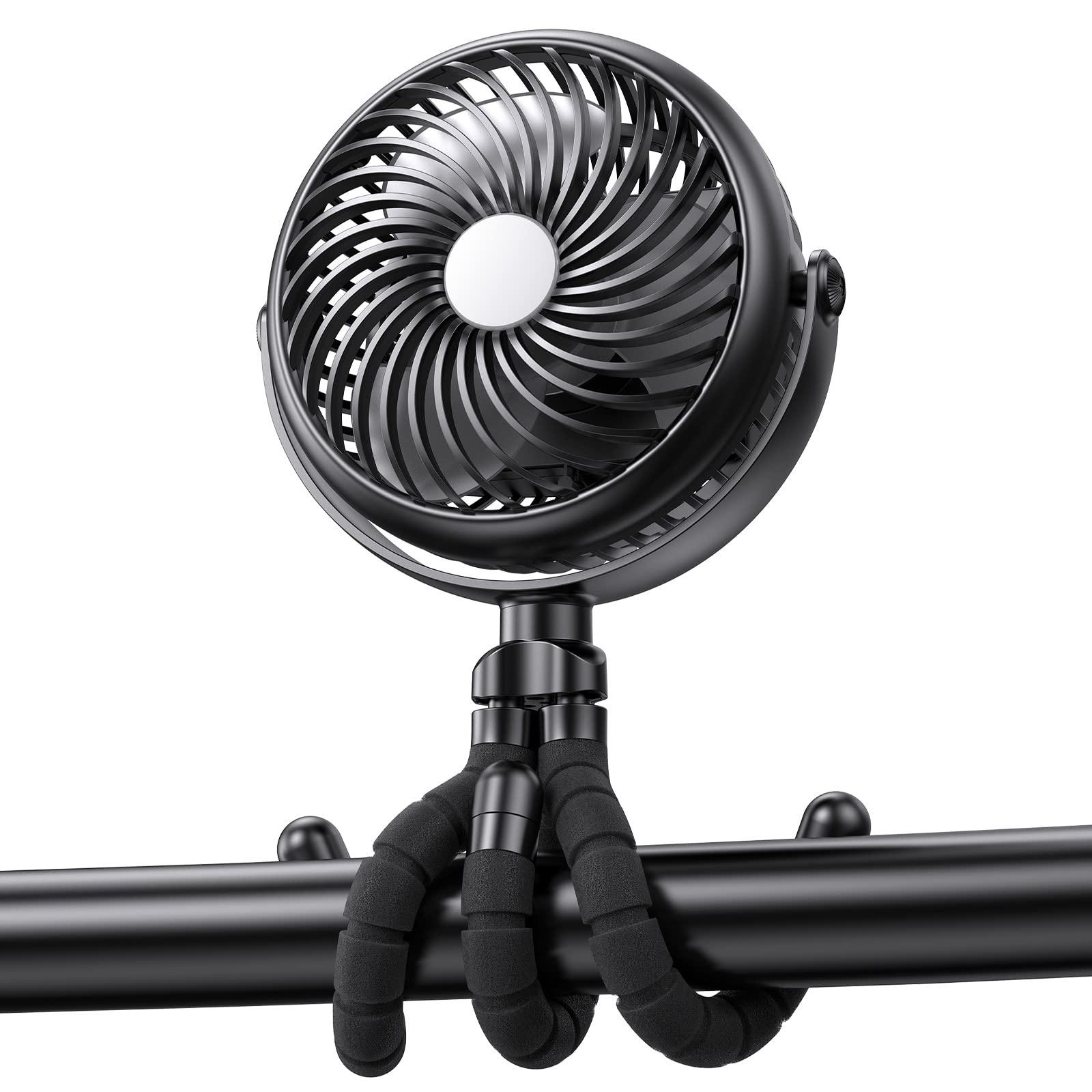 Car Seat Fan - 5000Mah Battery Operated Portable Clip-On Fan With Flexible Tripod - 360-Degree - Koospark