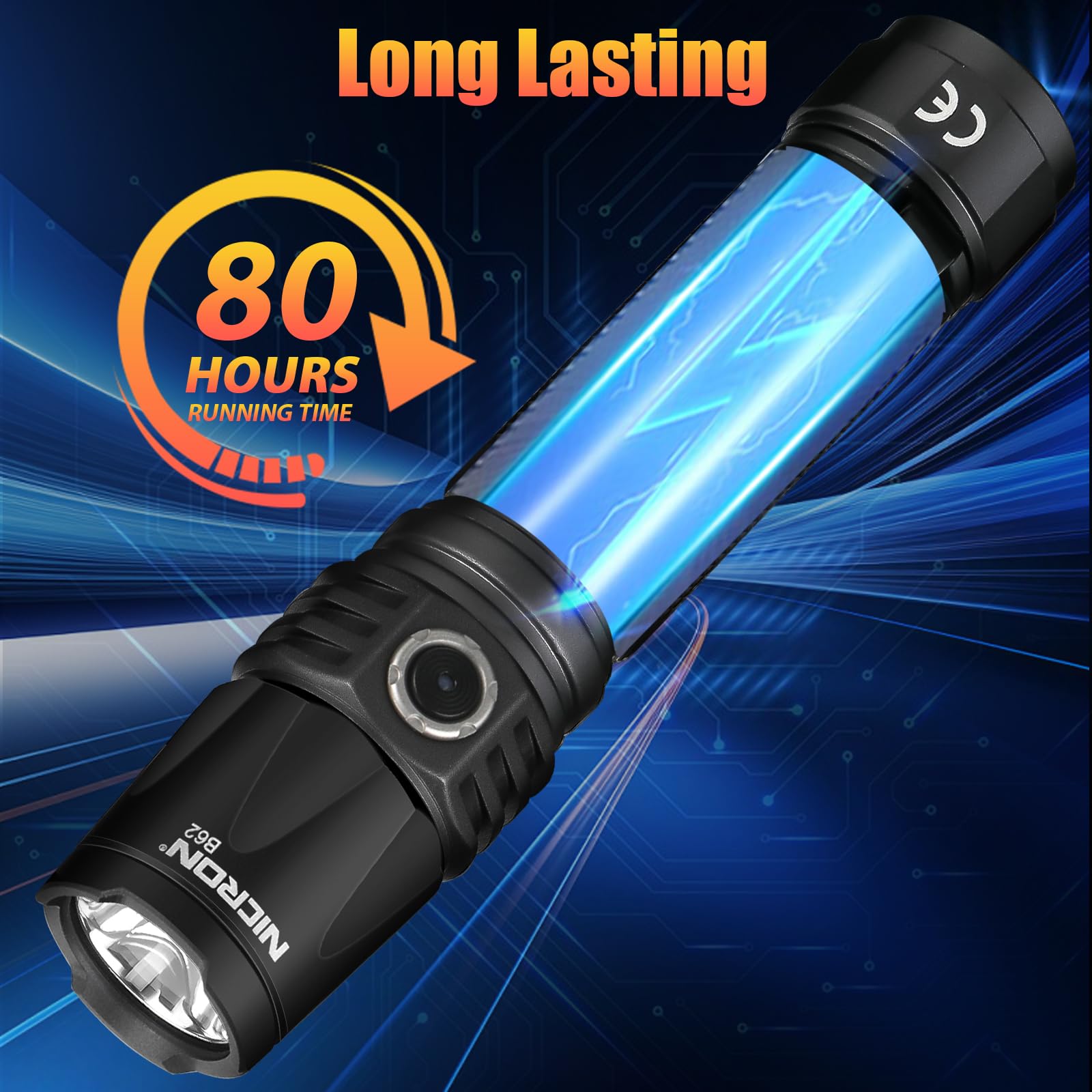 Nicron 1000 Lumens Rechargeable Tactical Flashlight: Led Flashlight Small, Bright, Powerful For Camping, Charged With Type C Cable