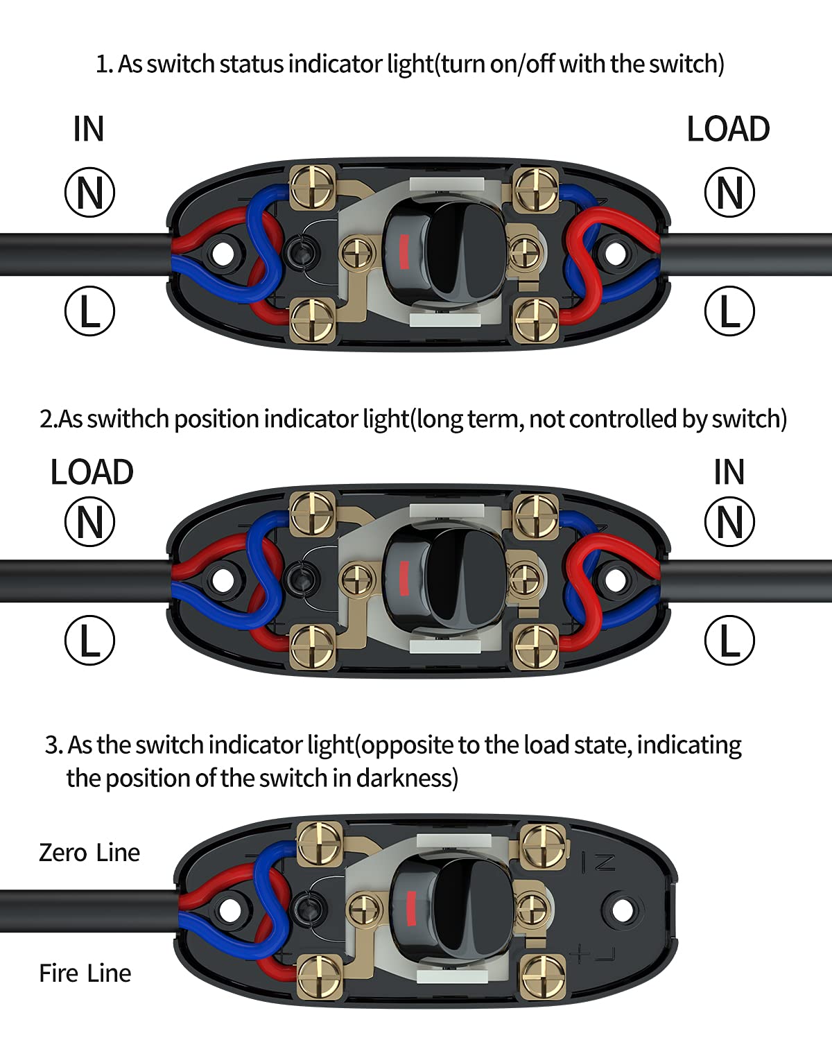 Bestune Appliance Switch On/Off Button Table Lamp Desk Light In-Line Cord Switch 250V 10A,Black-10 Pack