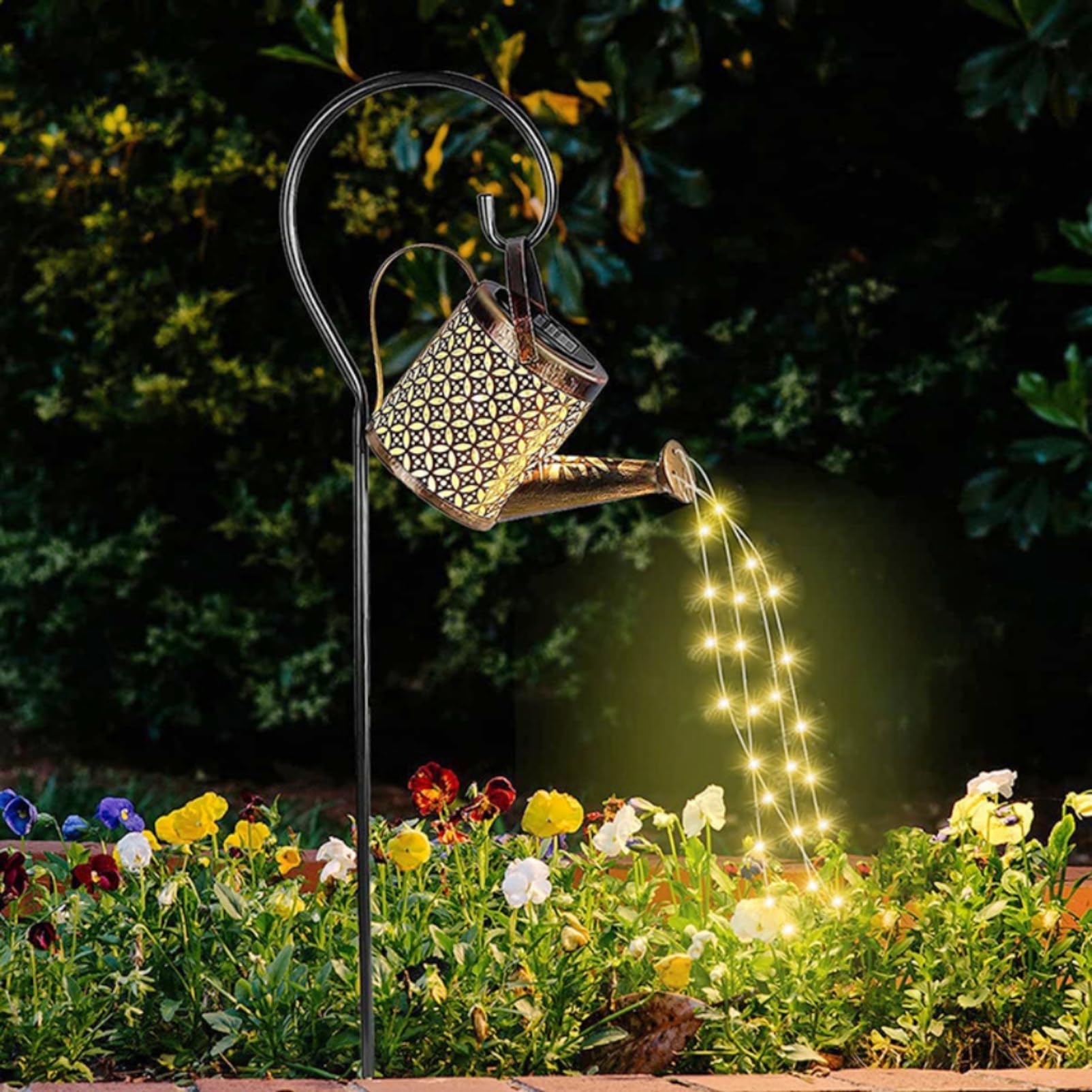 Xugenxes Watering Can With Lights, Solar Lights For Outdoor Garden Art Decor Hanging Solar Lanterns, Metal Waterproof For Walkway Yard Pathway Patio Table
