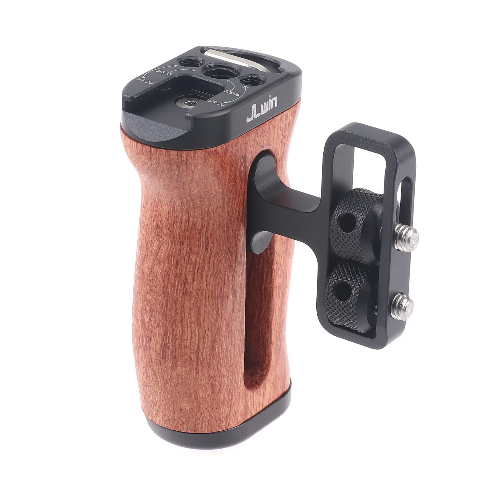 Focusfoto Wooden Side Handle Grip Left/Right Handgrip With 1/4"-20 & 3/8"-16 & Cold Shoe Mount Universal For Dslr Mirrorless Camera Cage Rig Video Led Light (Standard Version)