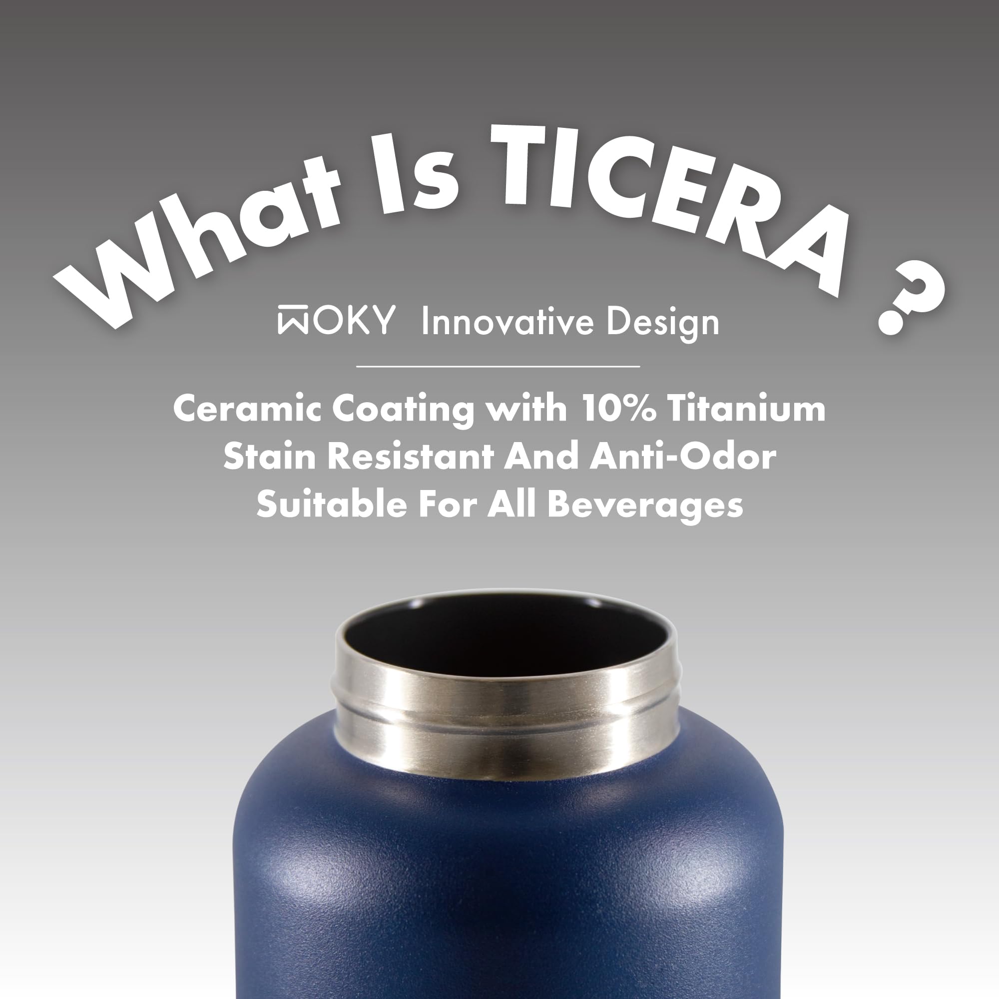 Woky Ticera 40Oz Titanium Ceramic Coated Tumbler - Stainless Steel Vacuum Insulated Water Bottle