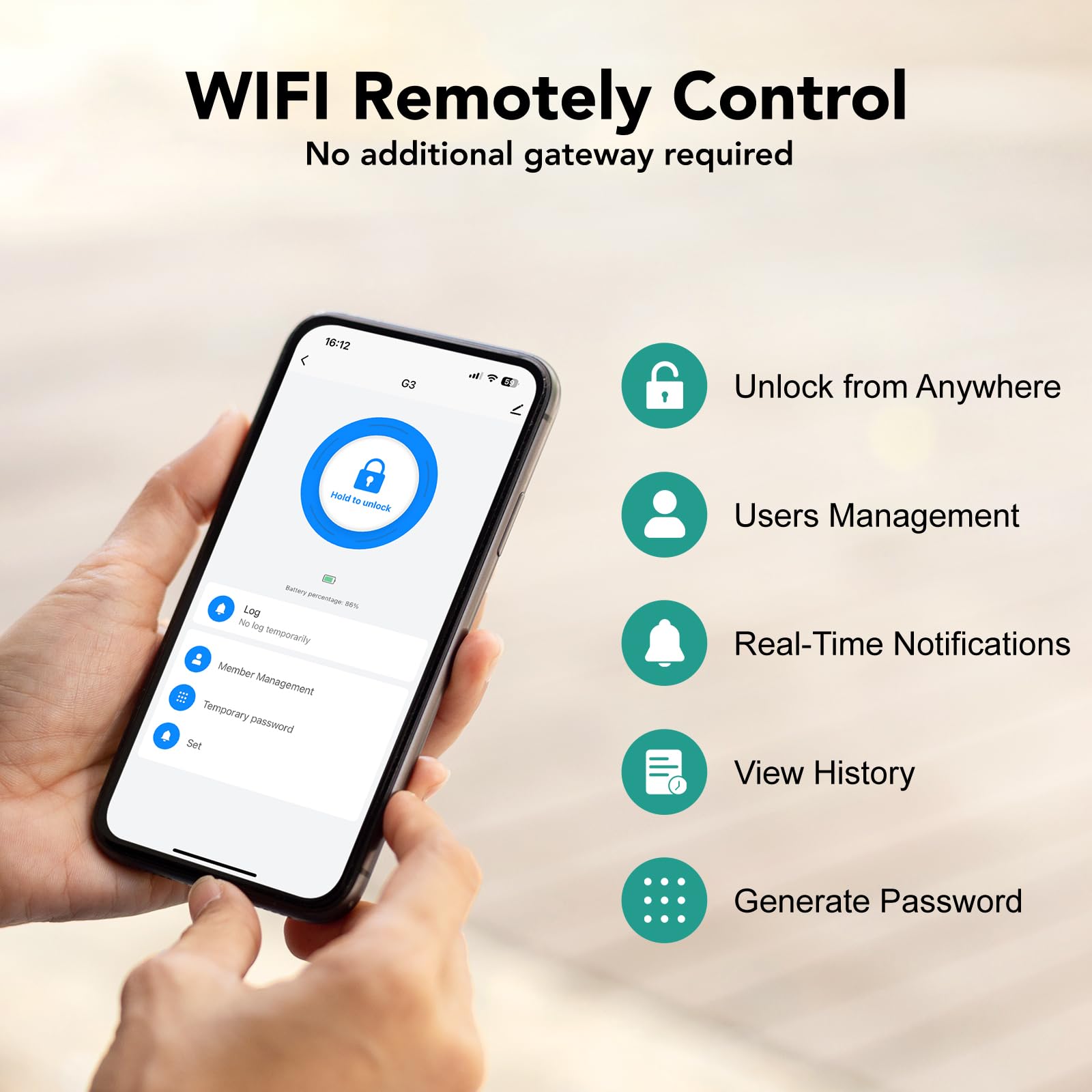 Devo G3 Door Lock For Front Door, 6 In 1 Fingerprint Keyless Entry Door Lock, Built-In Wi-Fi Smart Lock Deadbolt With App Remote Control, Easy Install No Hub, Ip54 Waterproof, Auto-Lock