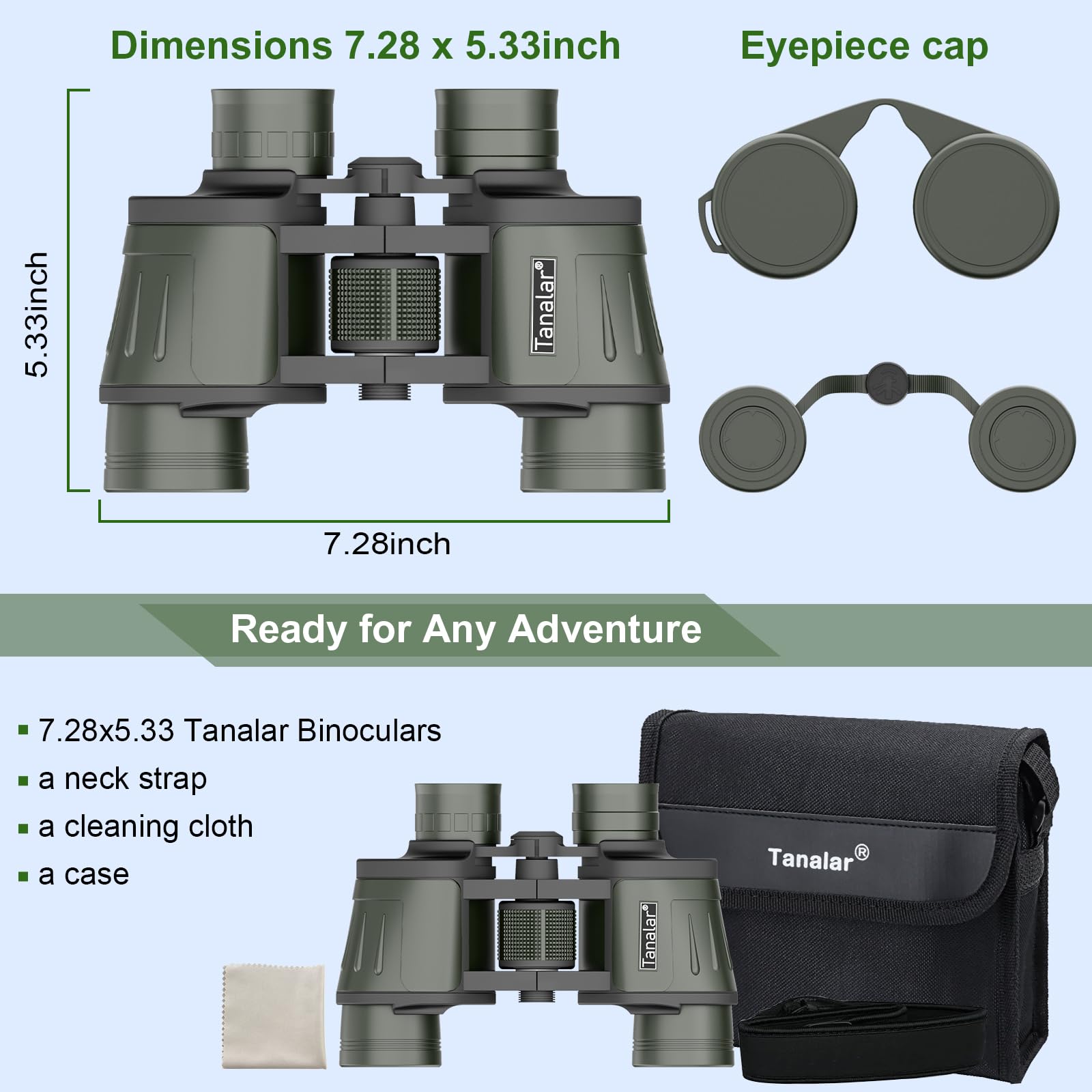 Tanalar 12X45 Compact Adult And Children'S Binoculars, Large Eyepiece Waterproof Low Light Vision, Outdoor Viewing And Hunting Binoculars