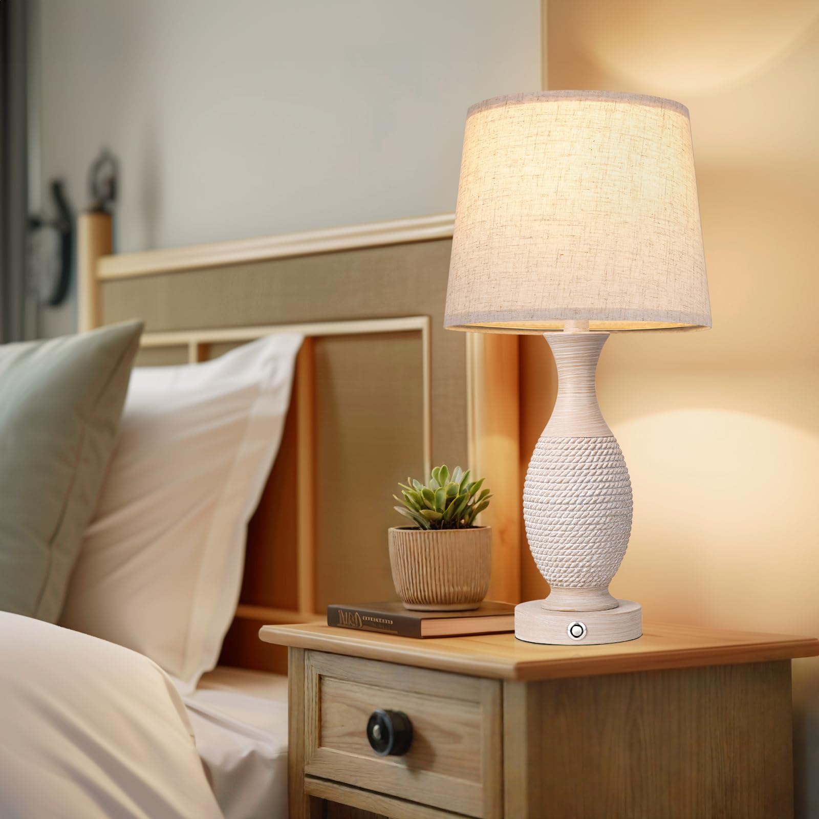 Seealle 22.6" Bedside Lamps Set Of 2 With Usb C+A - Dimmable Touch Lamps For Night Stands Bedroom Living Room End Table(Bulbs Included)