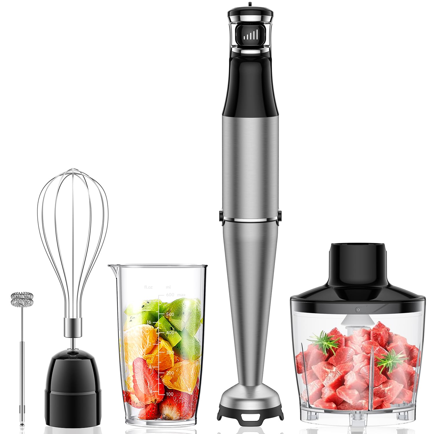 Turelar Immersion Hand Blender 5 In 1: 800W Electric Blender Handheld Stick Mixer With Trigger Control Grip, Emulsion Blenders For Kitchen Soup, Mayo, Smoothie And Baby Food, With Chopper, Whisk And Frother