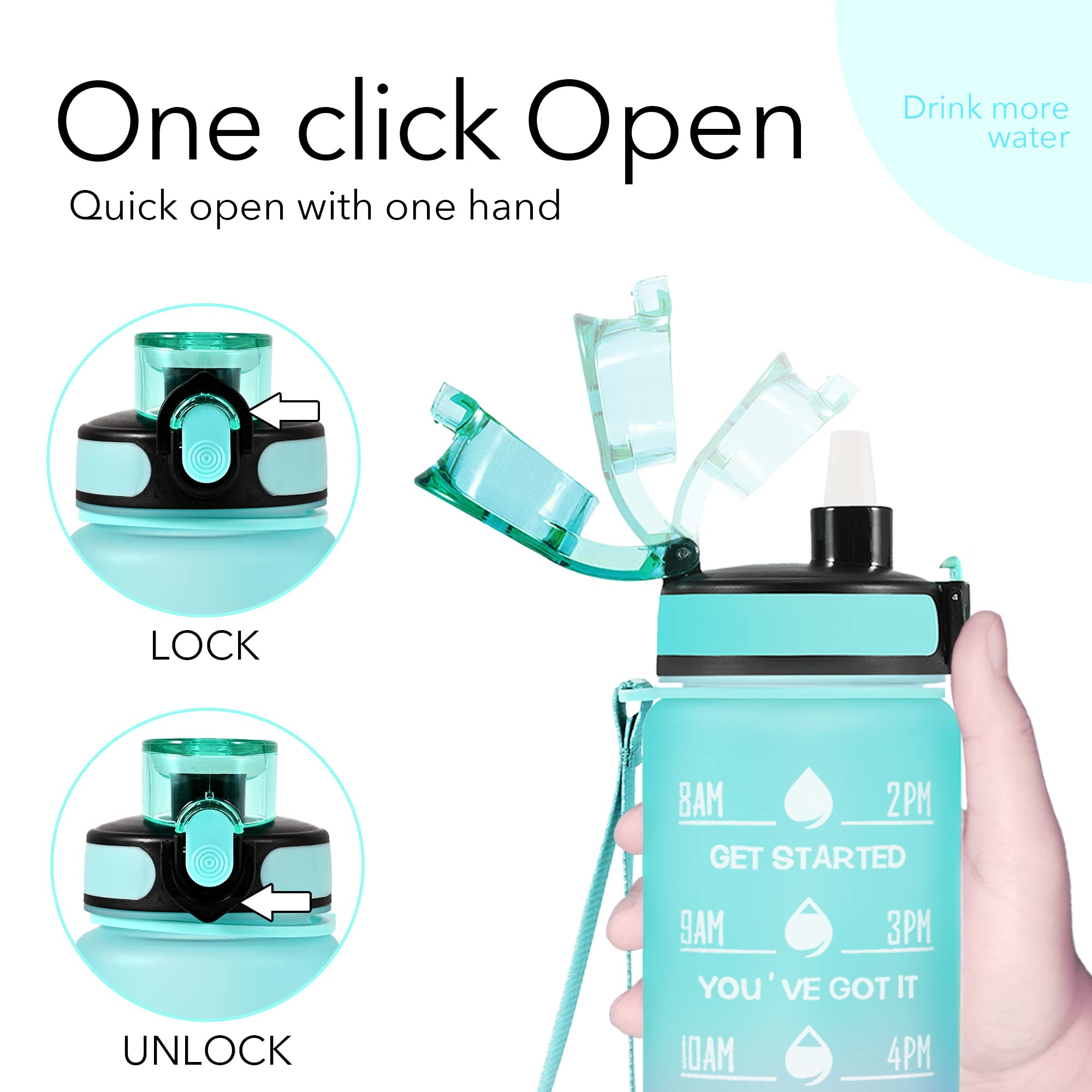 32 Oz Water Bottles With Straw & Strap, Motivational Water Bottles With Times To Drink