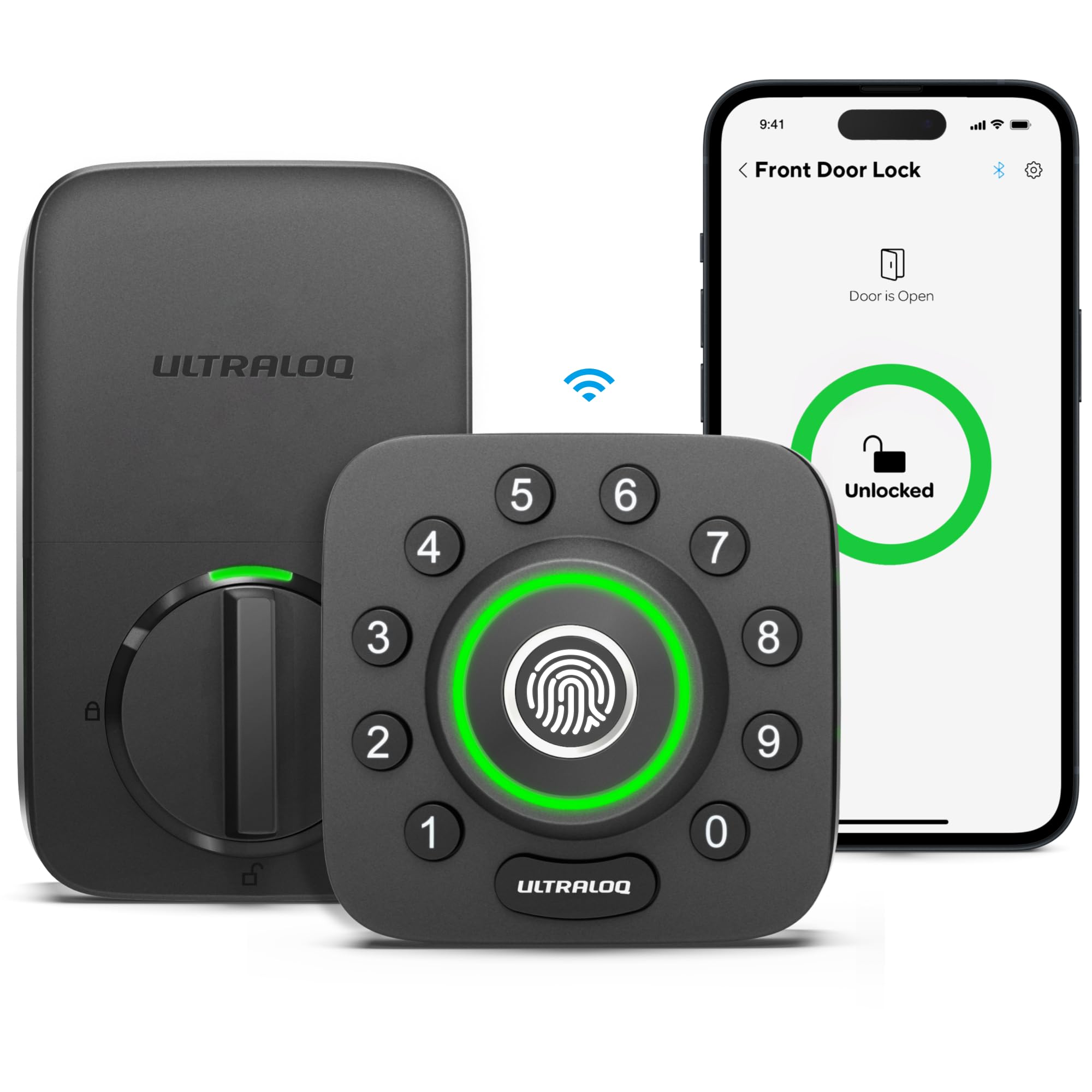 Ultraloq U-Bolt Pro Wifi Smart Lock With Door Sensor, 8-In-1 Keyless Entry Door Lock With Fingerprint Id, App Remote Control, Built-In Wifi Keypad Deadbolt, Auto Unlock, Ip65 Waterproof, Easy Install