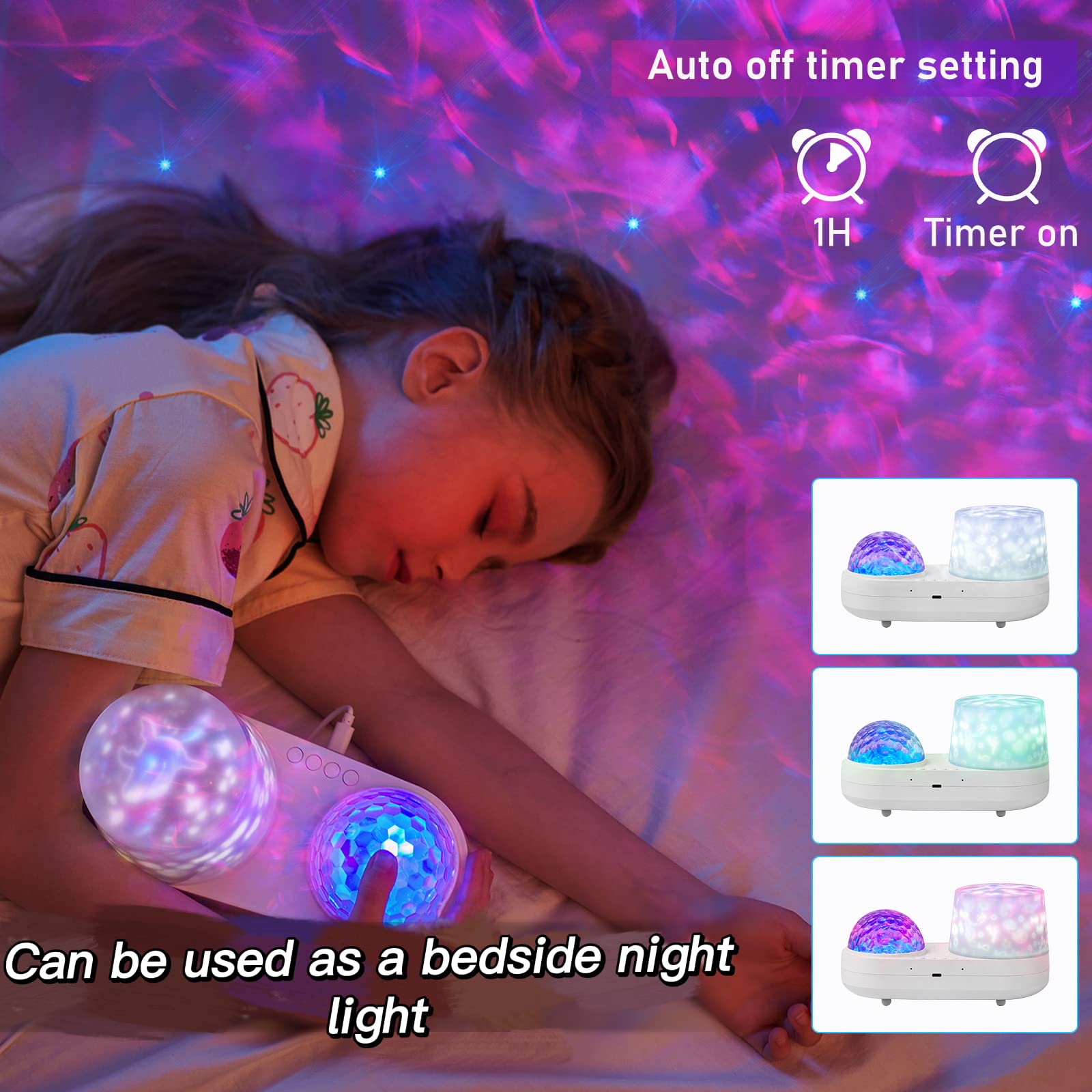 Stars Lamp Ocean Night Light Projector, Kids Galaxy Projector For Bedroom, Nebula Star Projector With Usb Cable, 360 Degree Rotation Kid Night Light Lamp For Decorating Party,Birthdays,Christmas