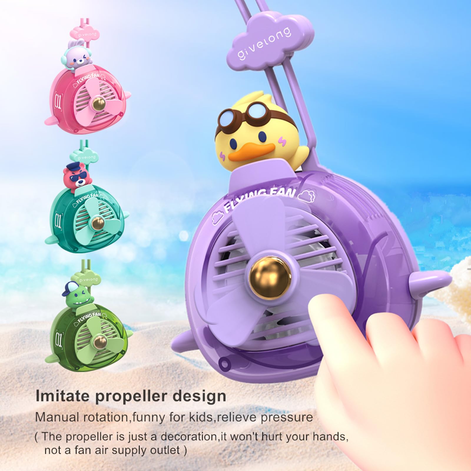 Kids Portable Neck Fan Cute,Handheld Mini Fan,Usb Rechargeable Personal Fan With Lanyard,Lightweight
