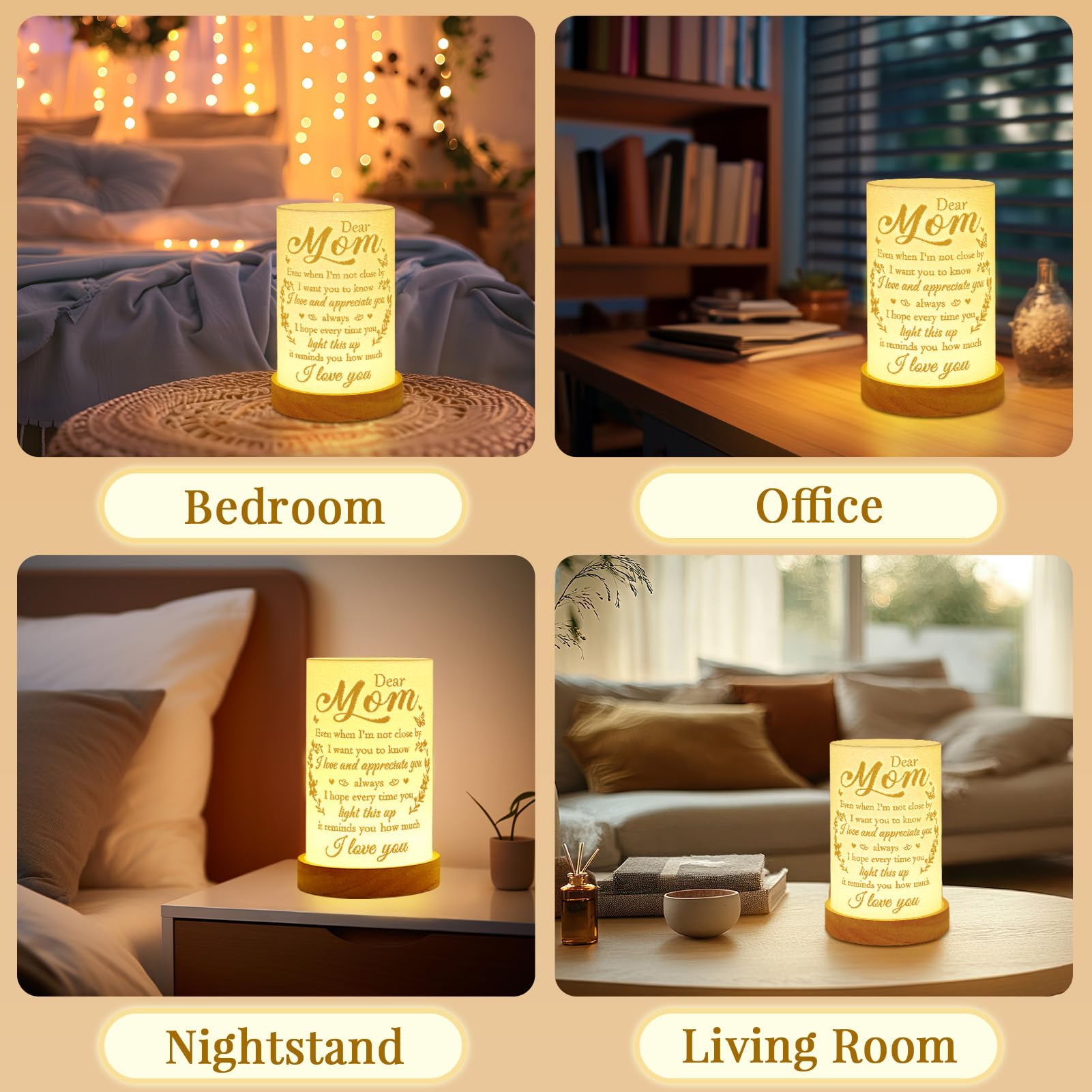 Acethrills Mom Birthday For Mom From Daughter Son For Christmas, Mothers Day - Thoughtful 3D Printing Table Lamp For Moms