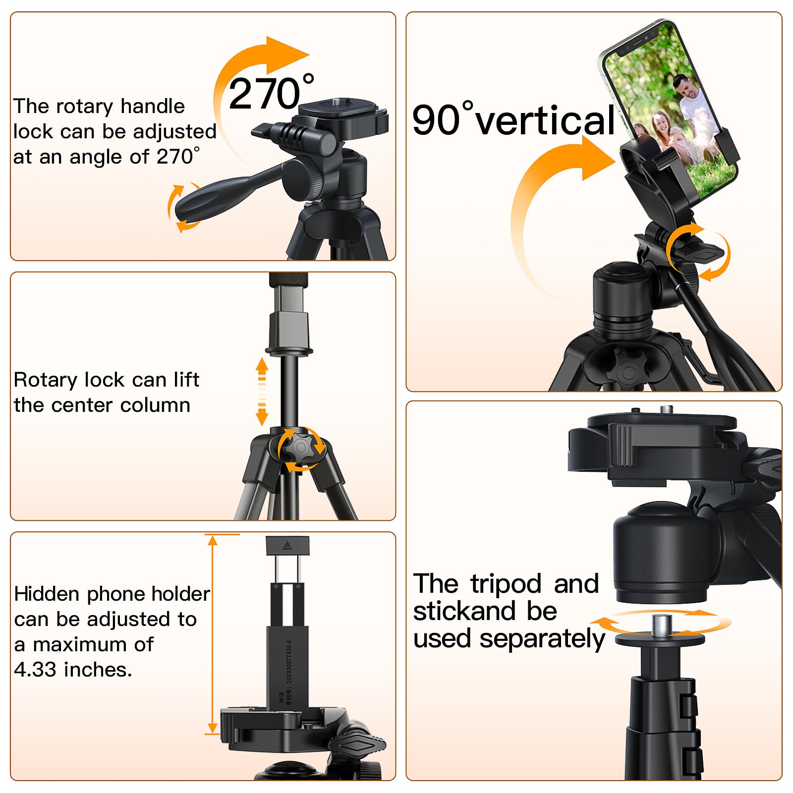 Nianyiso Professional Camera Tripod 66.7 Inch Portable Tripod For Photography, Heavy Duty Aluminum Phone Tripods, Compatible With Camera And Iphone For Video Shooting Travel
