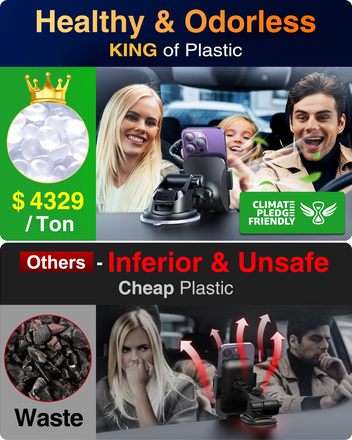 Vanmass 【85+Lbs Strongest Suction & Military-Grade  Ultimate Car Phone Mount【Patent & Safety Certs】 Cell Phone Holder Truck Stand For Dashboard Windshield Vent For Iphone 16 15 Pro Max 14 Samsung