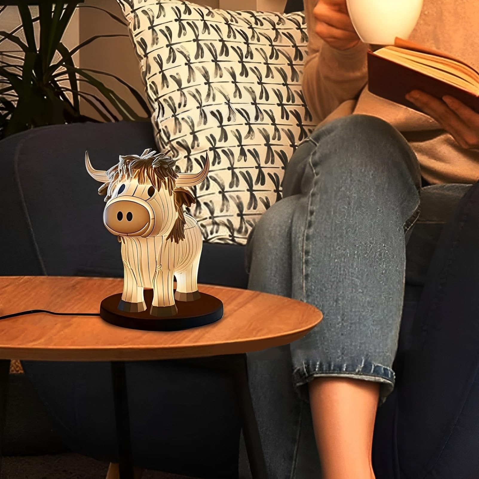 Xugenxes Yak Table Lamp Animal Table Lamp Delicate Animal Night Light, Small Yak Table Lamp With Usb Port, Bedroom, Living Room, Animal Bedside Table Lamp For Housewarming